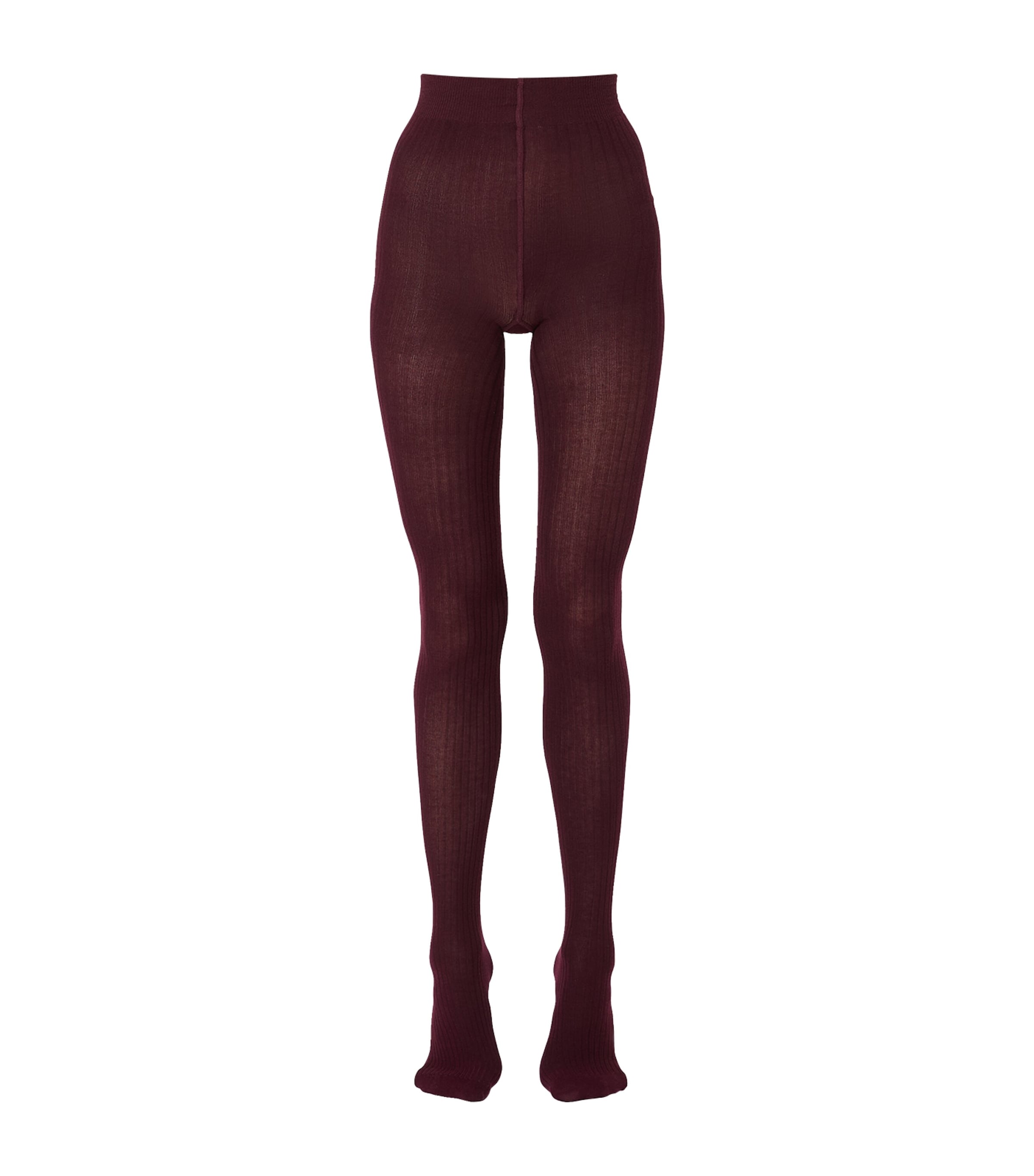 Max Mara Womens Stretch-Cotton Rib-Knit Tights Dark Red