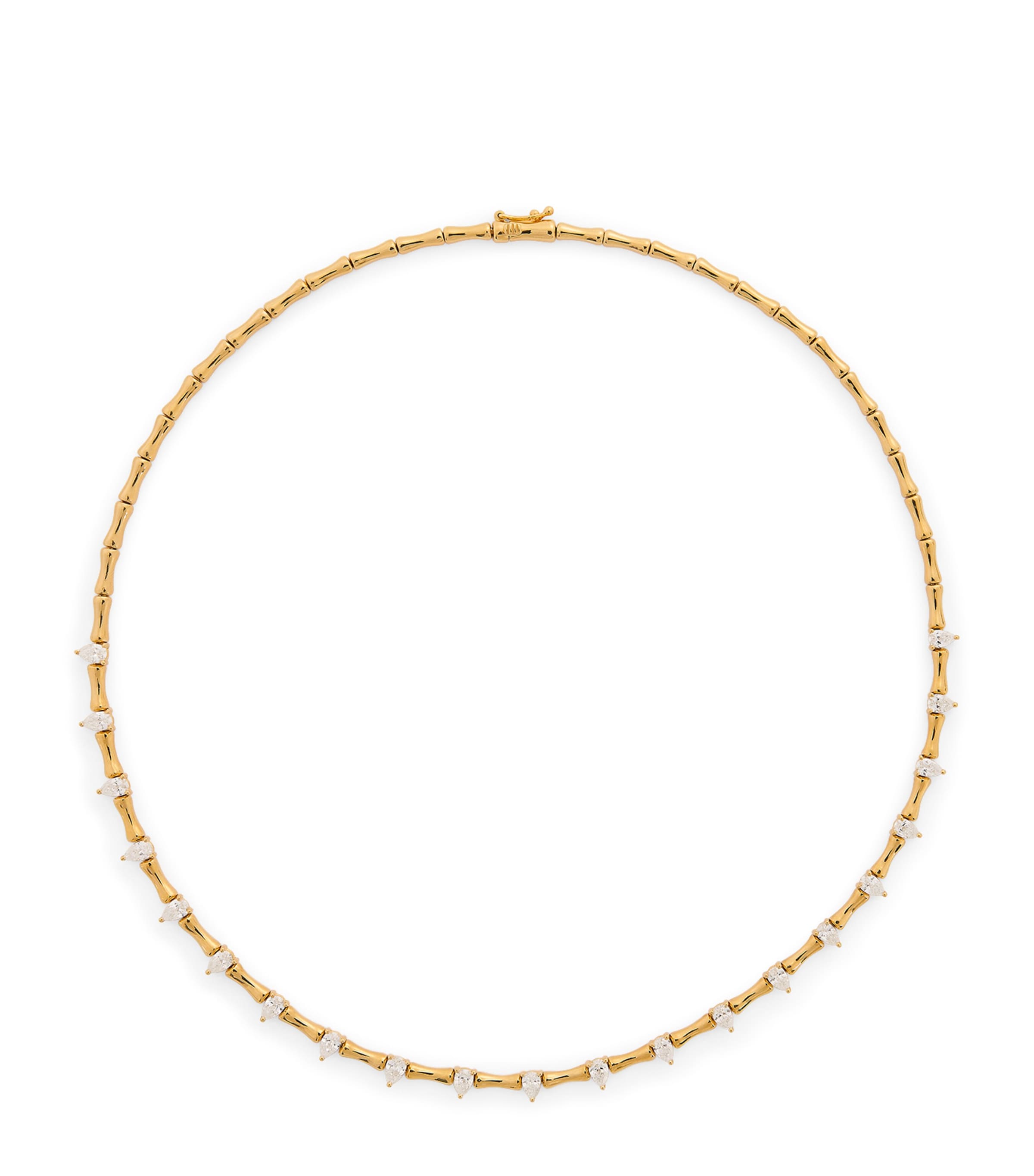 Yellow Gold and Diamond Bamboo Necklace
