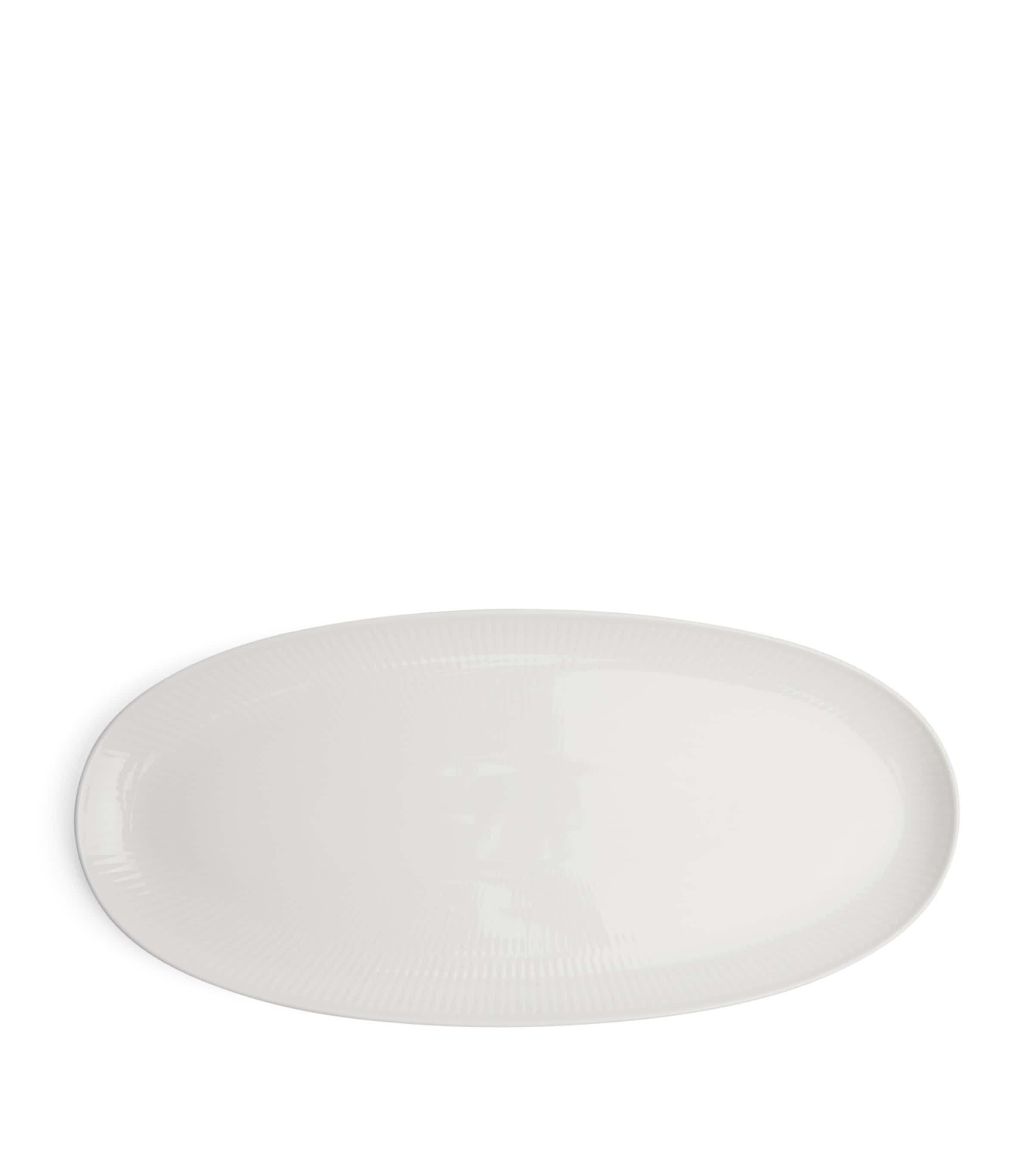 White Fluted Long Oval Dish (37cm x 17cm)
