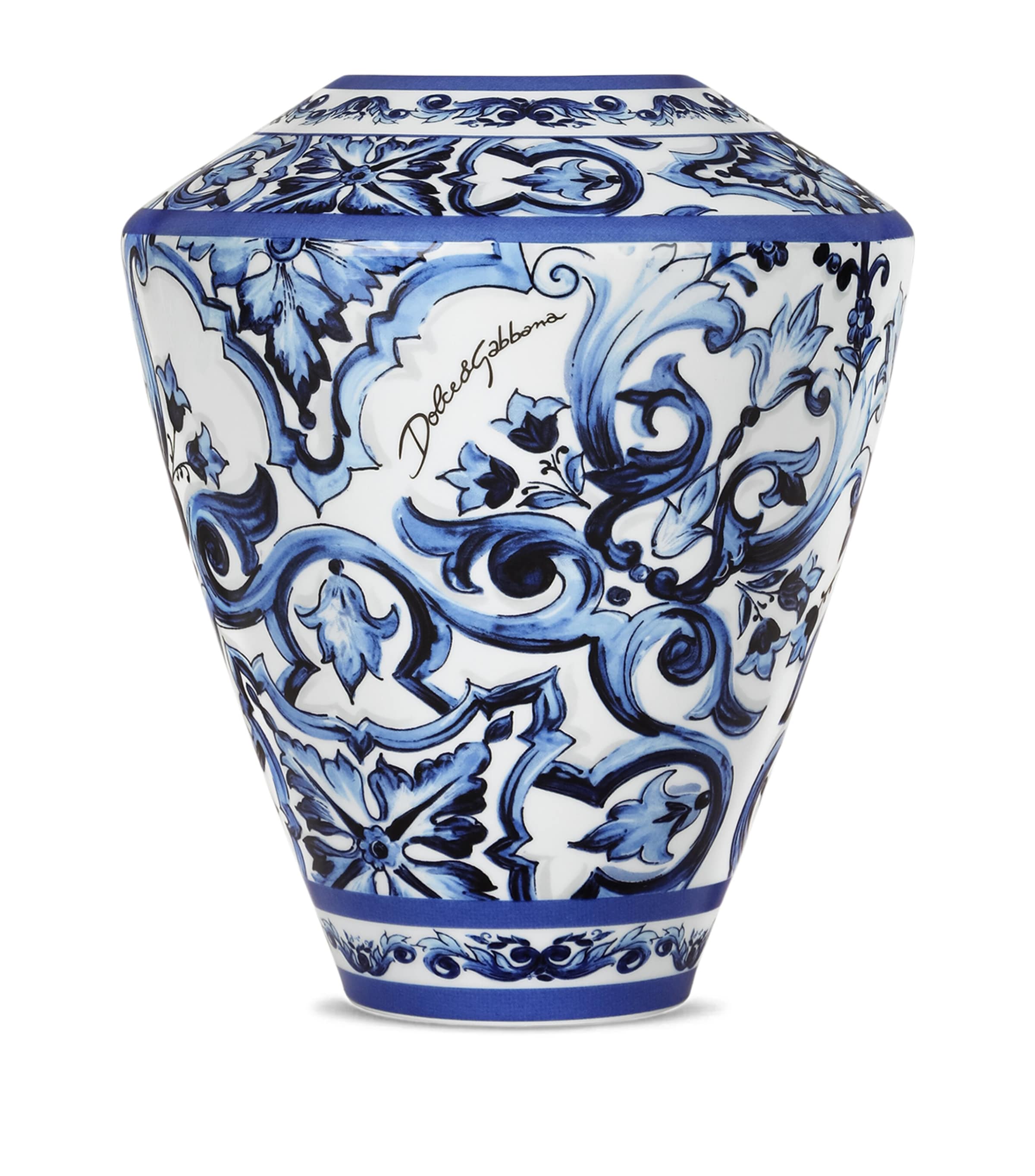 Dolce&Gabbana Casa Small Porcelain Amphora Vase (24cm) Maiolica Blu M
