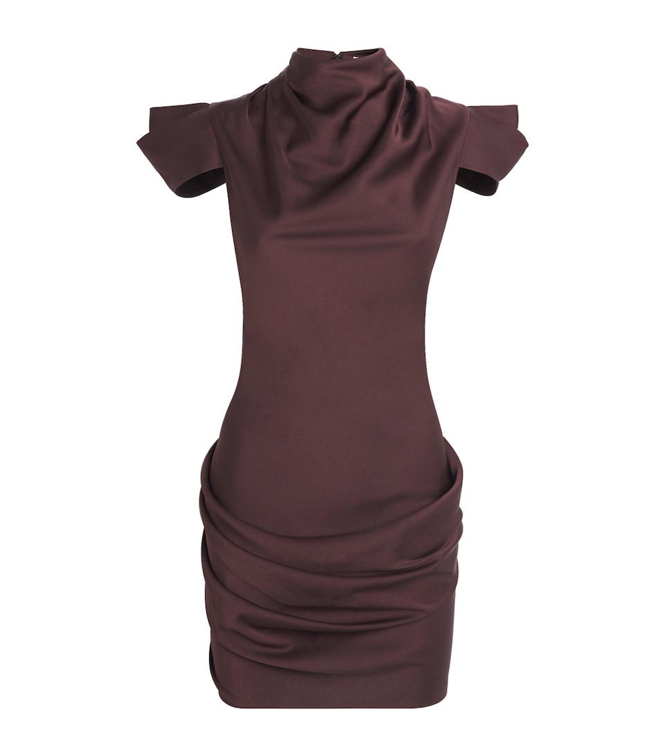 De La Vali Womens Satin Draped Cosima Mini Dress Plum