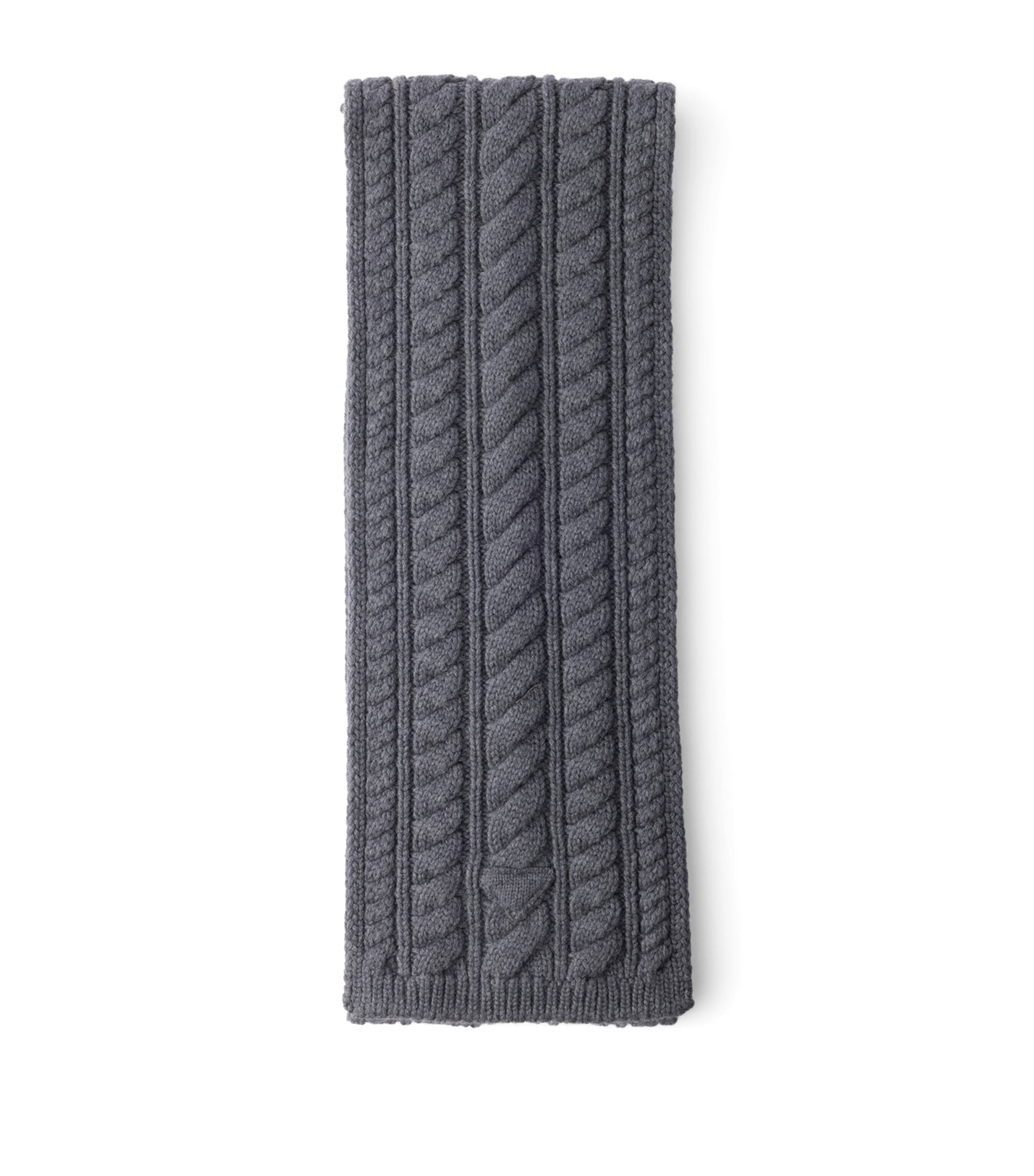Prada Virgin Wool Cable-Knit Scarf Grey