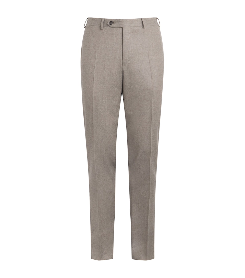 Canali Mens Wool Straight Trousers Grey