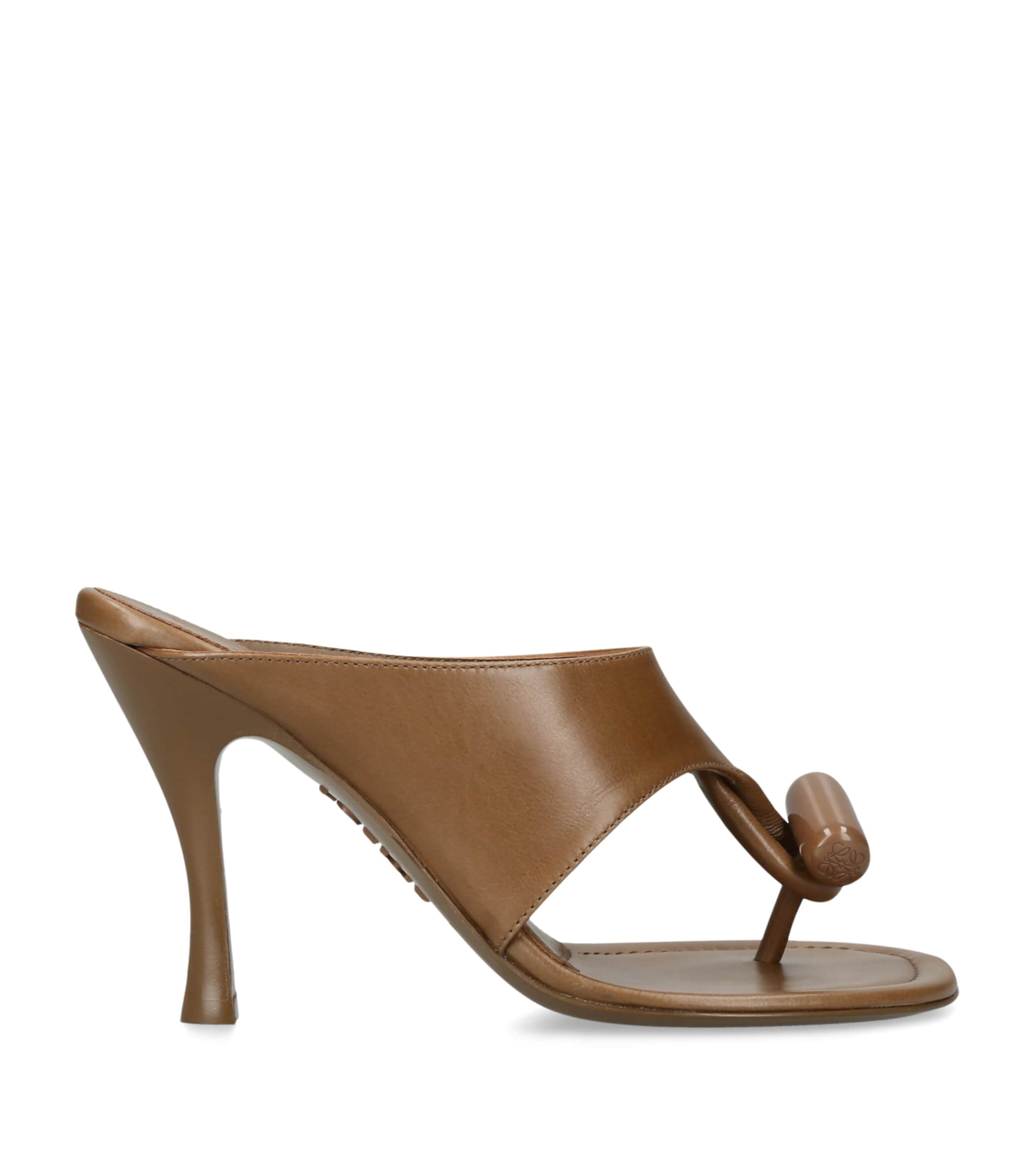 LOEWE Leather Toggle Heeled Sandals 90 Tan