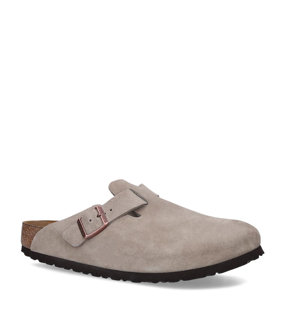 Birkenstock Suede Boston Clogs Taupe