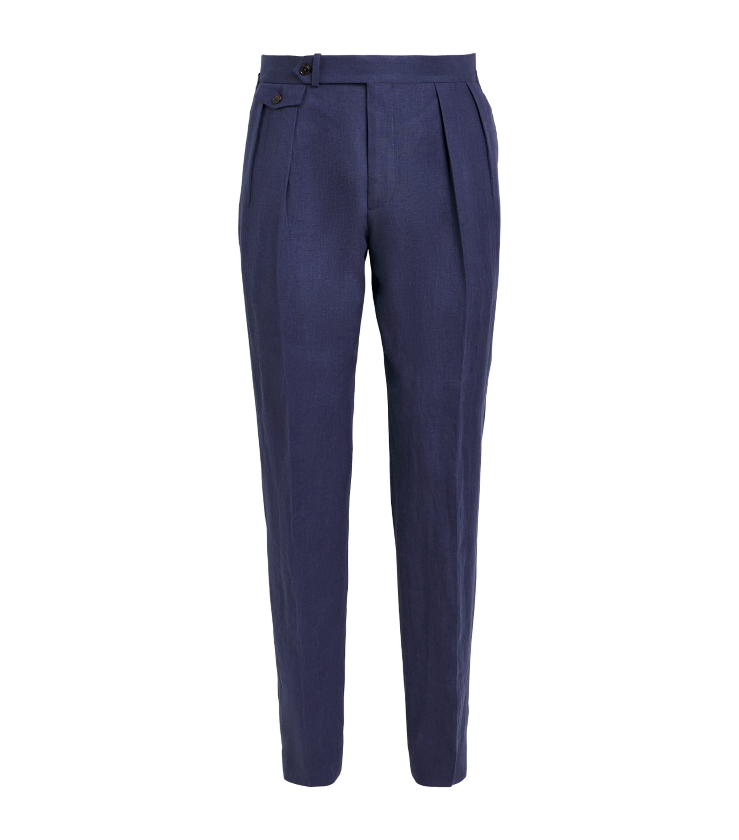 Polo Ralph Lauren Mens Linen Pleated Trousers Classic Blue
