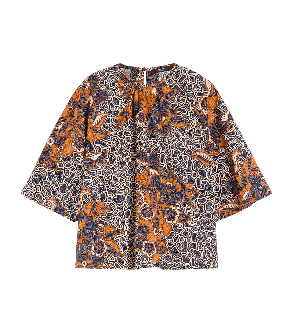 Weekend Max Mara Womens Cotton Floral Blouse Navy