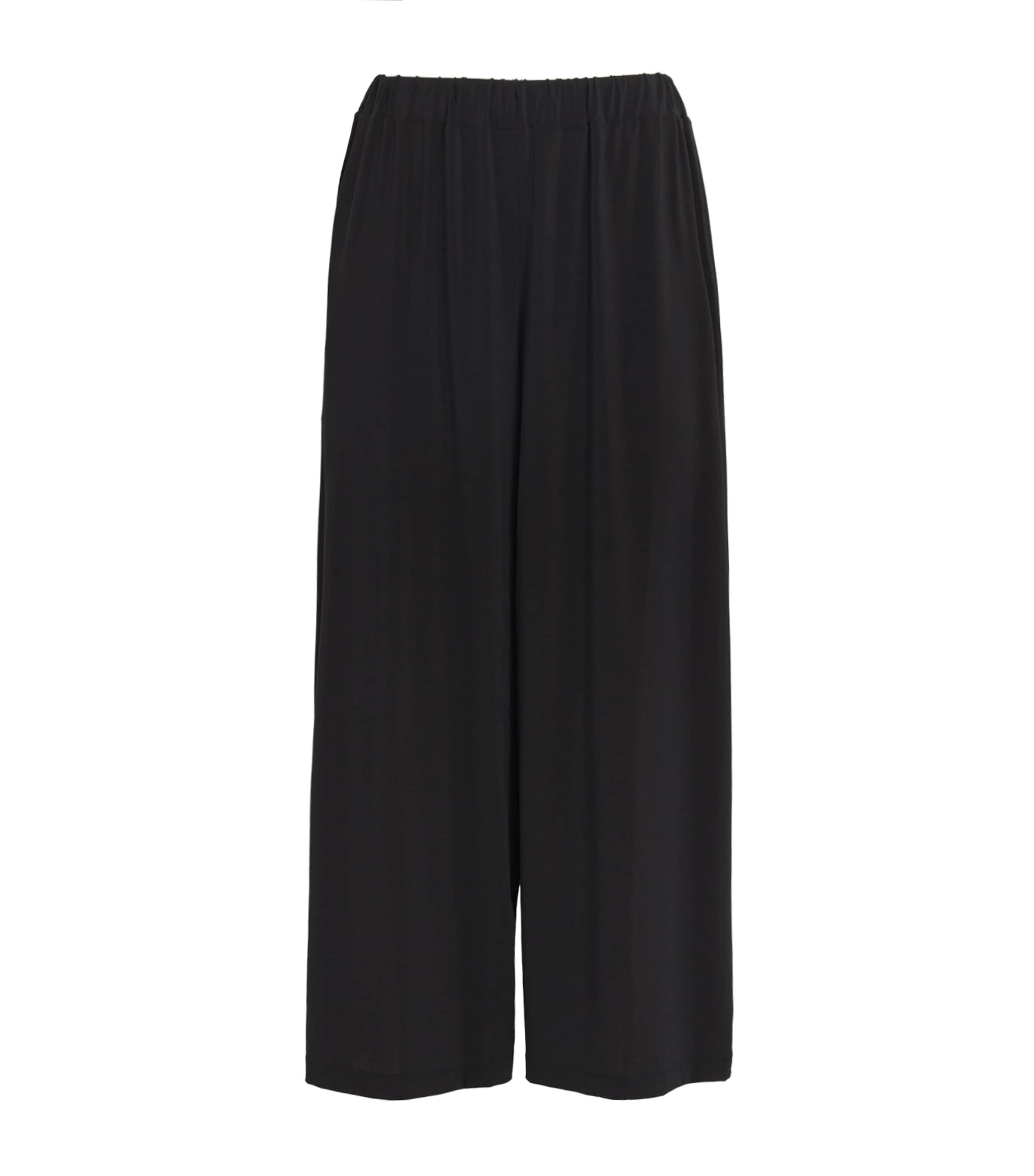 Issey Miyake Womens Drape Jersey Cropped Trousers Black