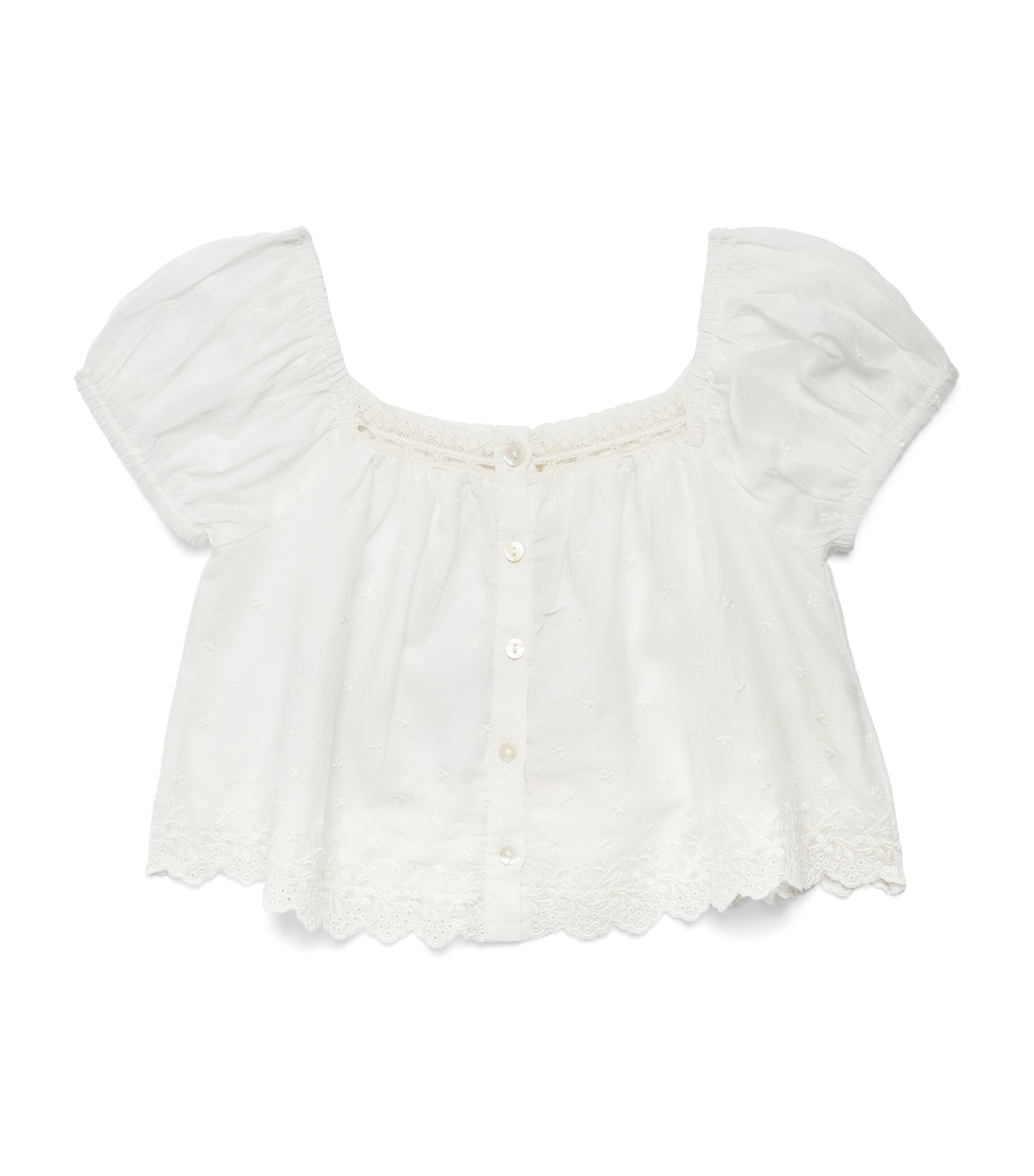 LoveShackFancy Cotton-Lace Leonna Top (7-14 Years) Ivoryivory