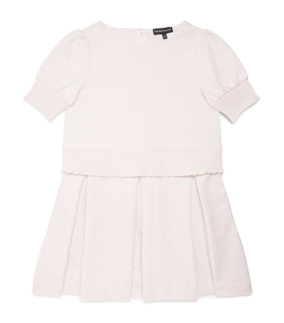 Emporio Armani Kids Monogram Jacquard Dress (4-14 Years) White Sand