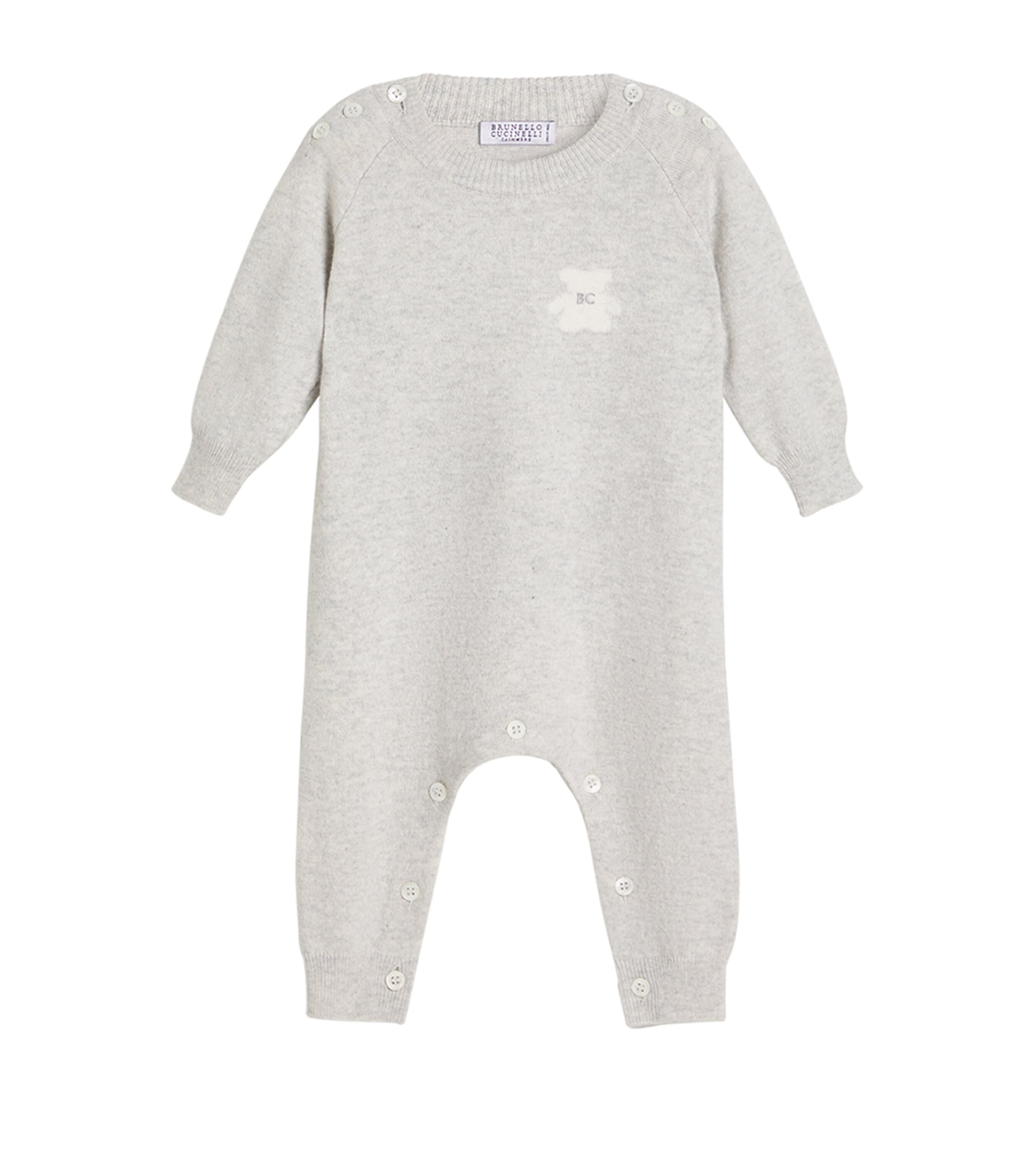 Brunello Cucinelli Kids Cashmere Baby Bernie Playsuit (6-12 months) White
