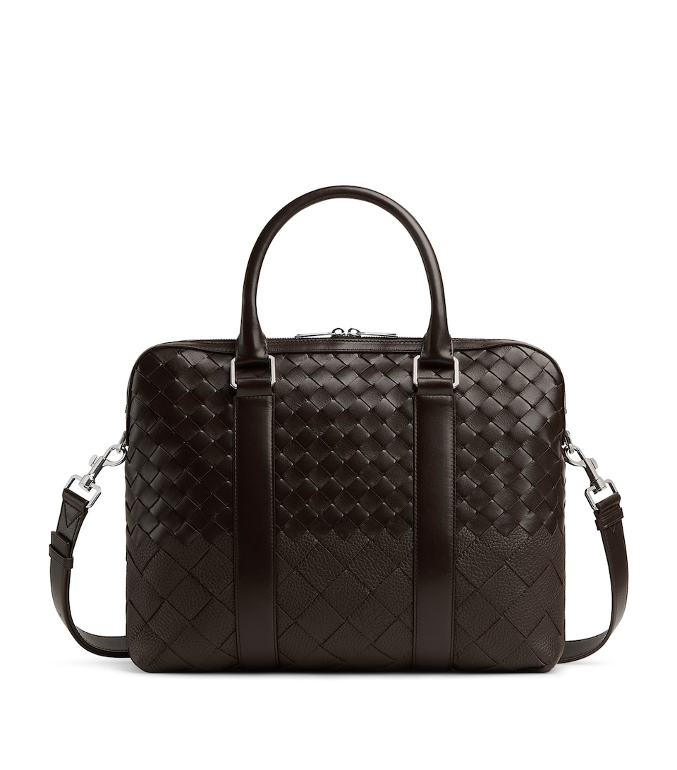 Slim Leather Intrecciato Briefcase