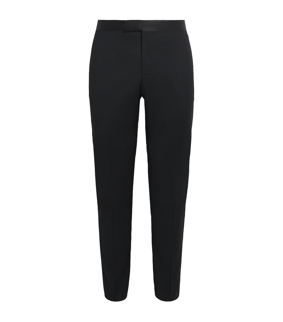 Wool-Blend Satin-Trim Trousers
