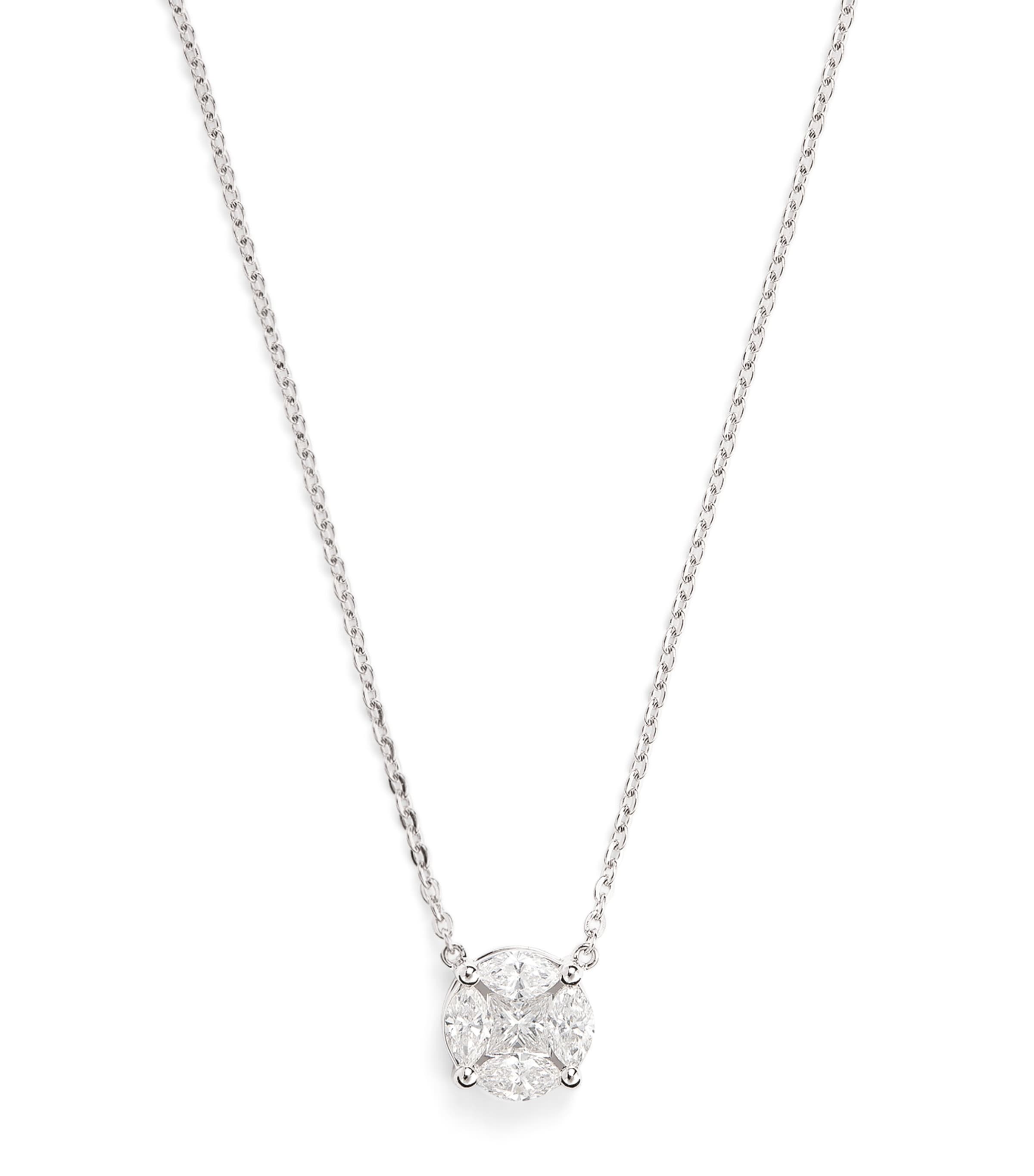White Gold and Diamond Round Illusion Necklace (0.90ct)