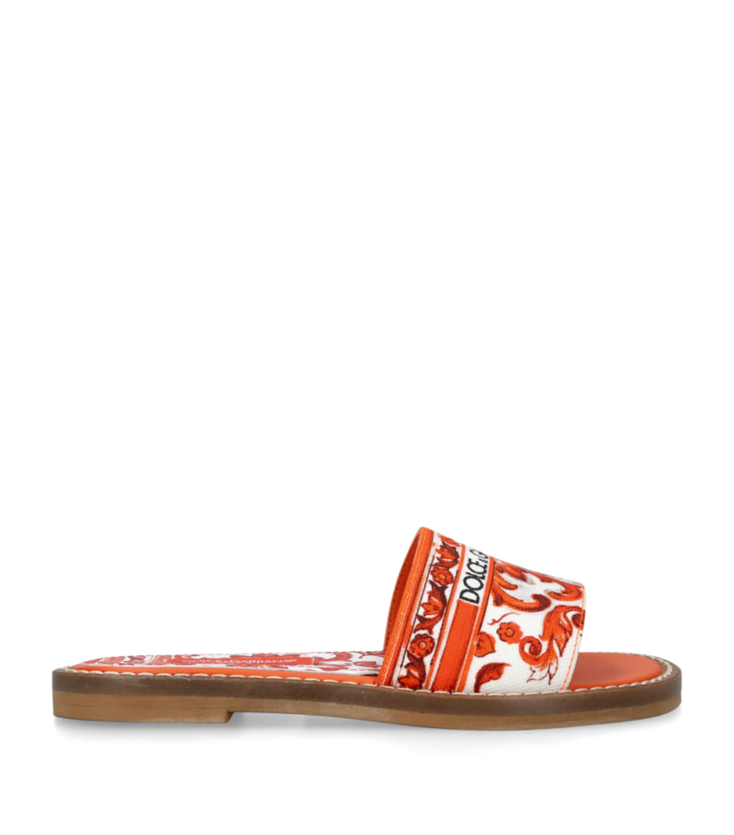 Dolce&Gabbana Kids Majolica Slides Orange