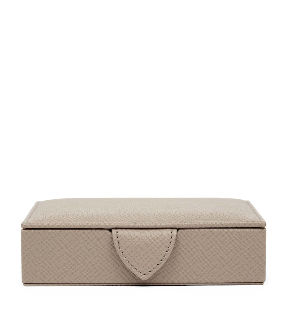 Smythson Small Panama Leather Jewellery Box Sandstone