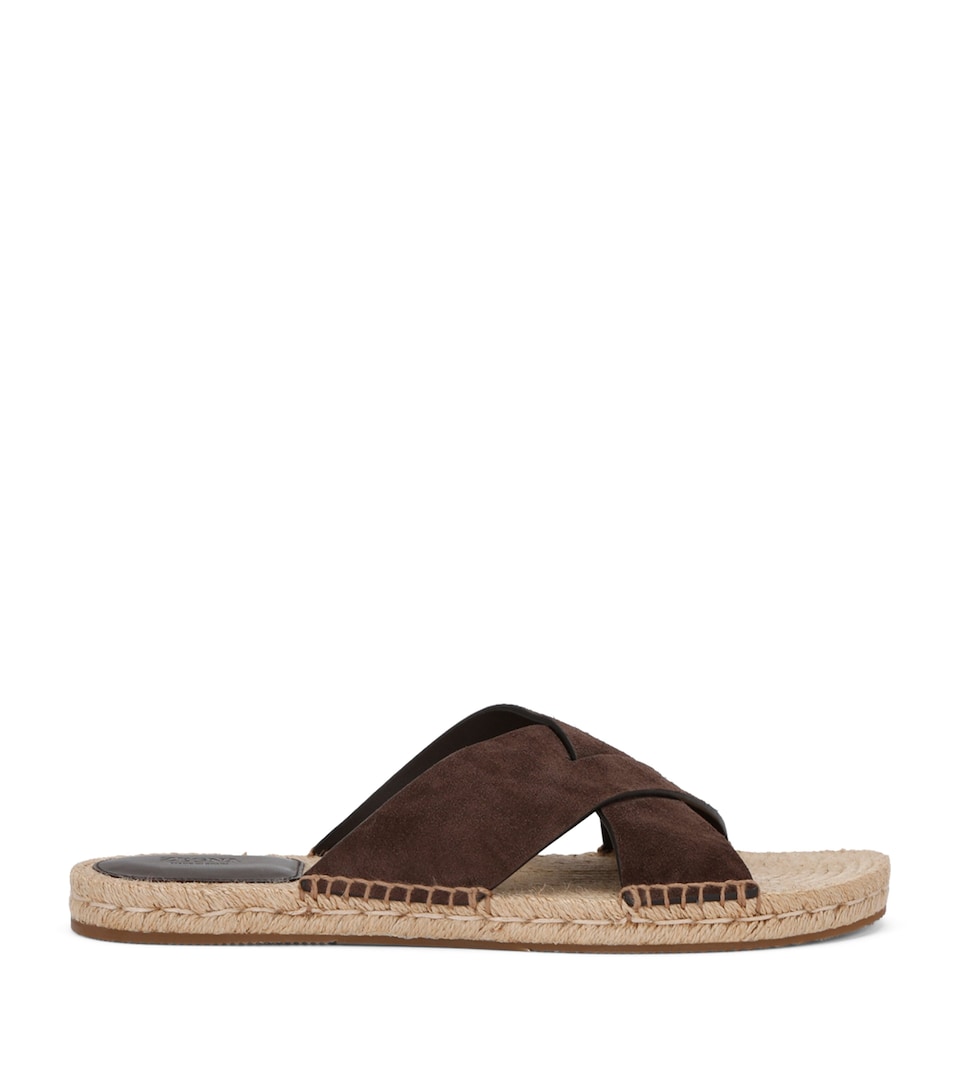 Zegna Suede Espadrille Sandals Dark Brown