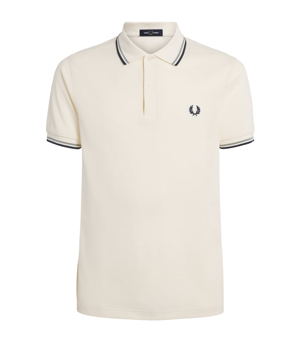 Fred Perry Mens Cotton Twin Tipped Polo Shirt Ecr/seagrs/dkair