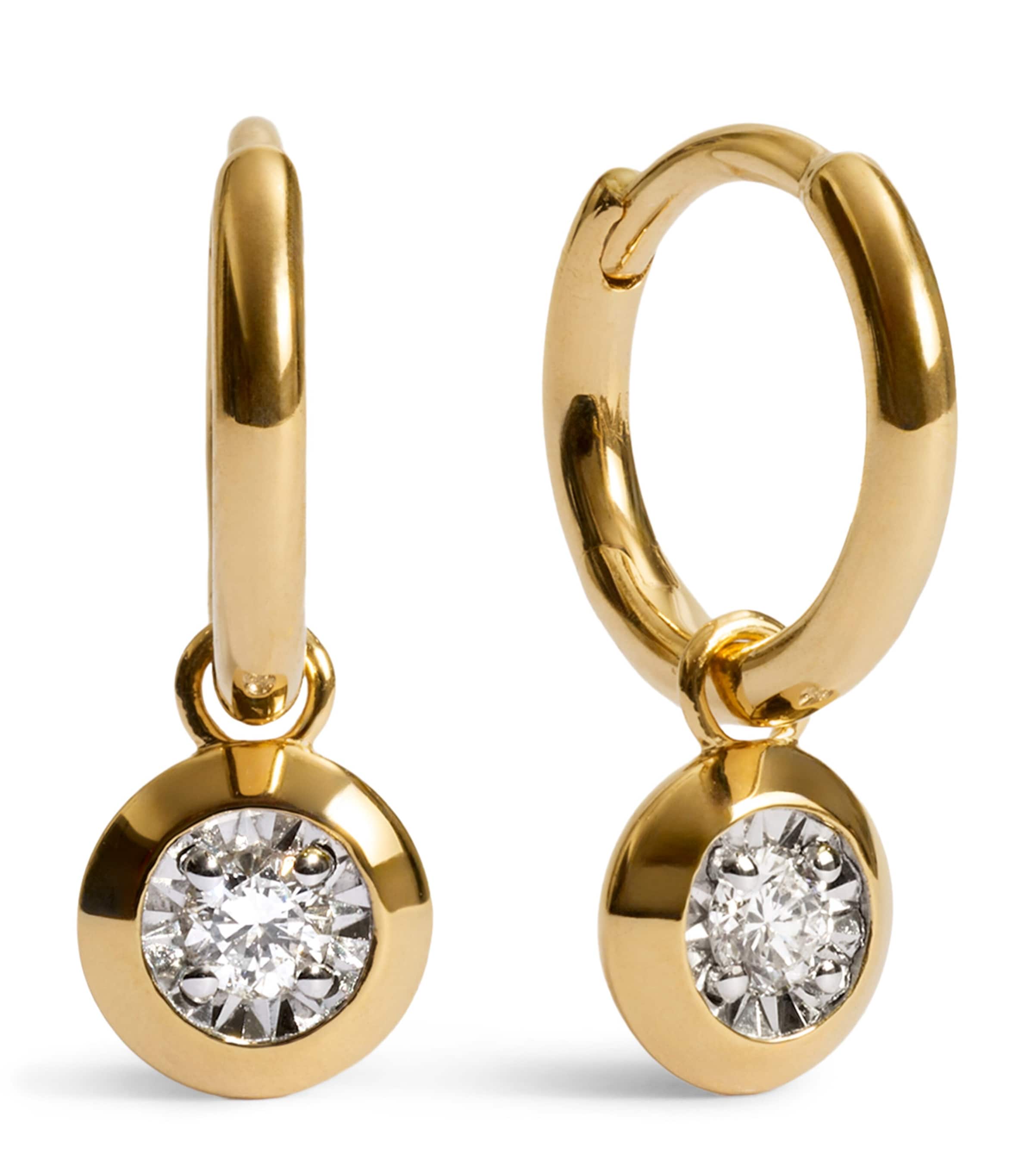 Monica Vinader Gold Vermeil and Diamond Huggie Earrings Gold/diamond