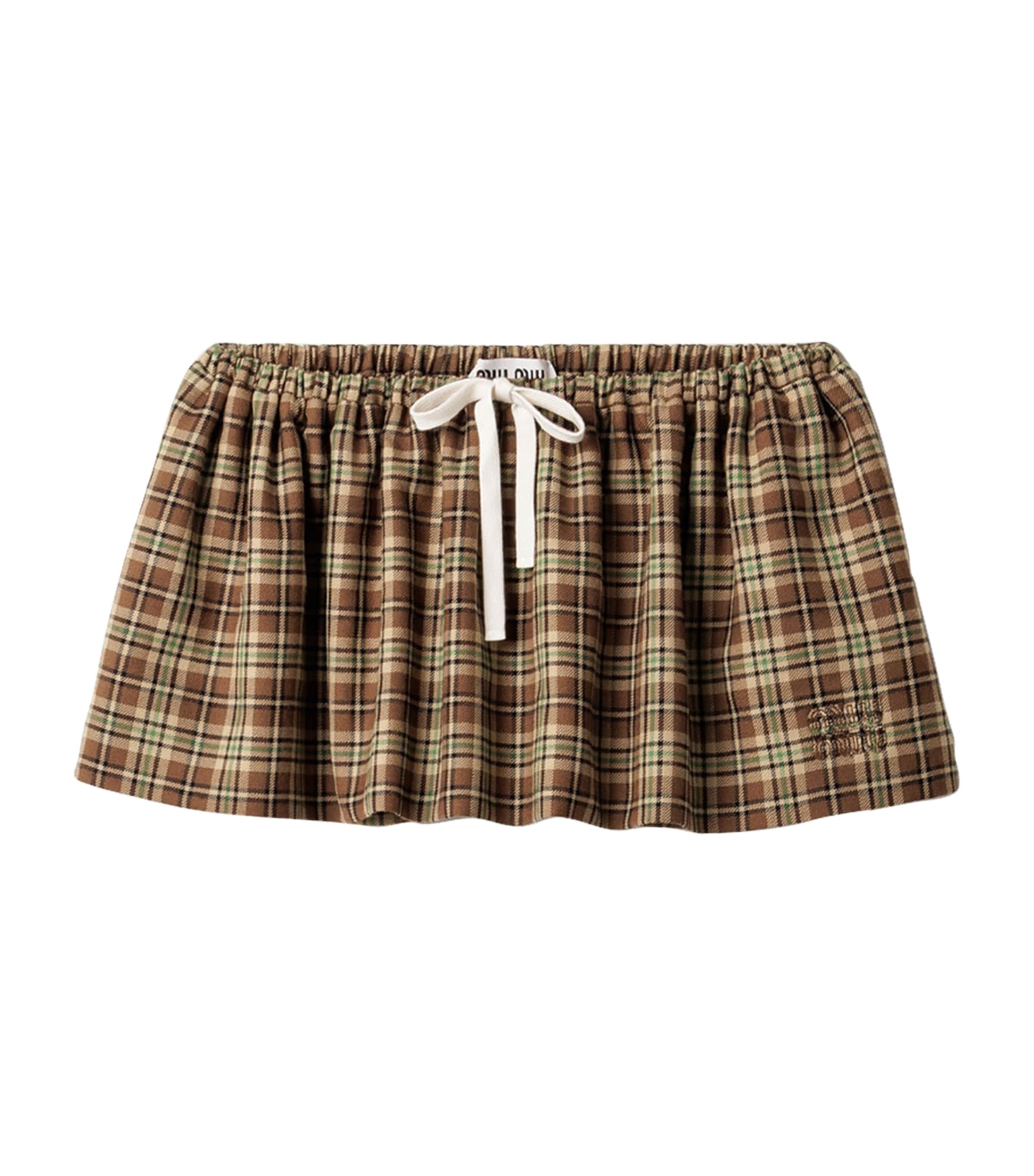 Wool Plaid Mini Skirt