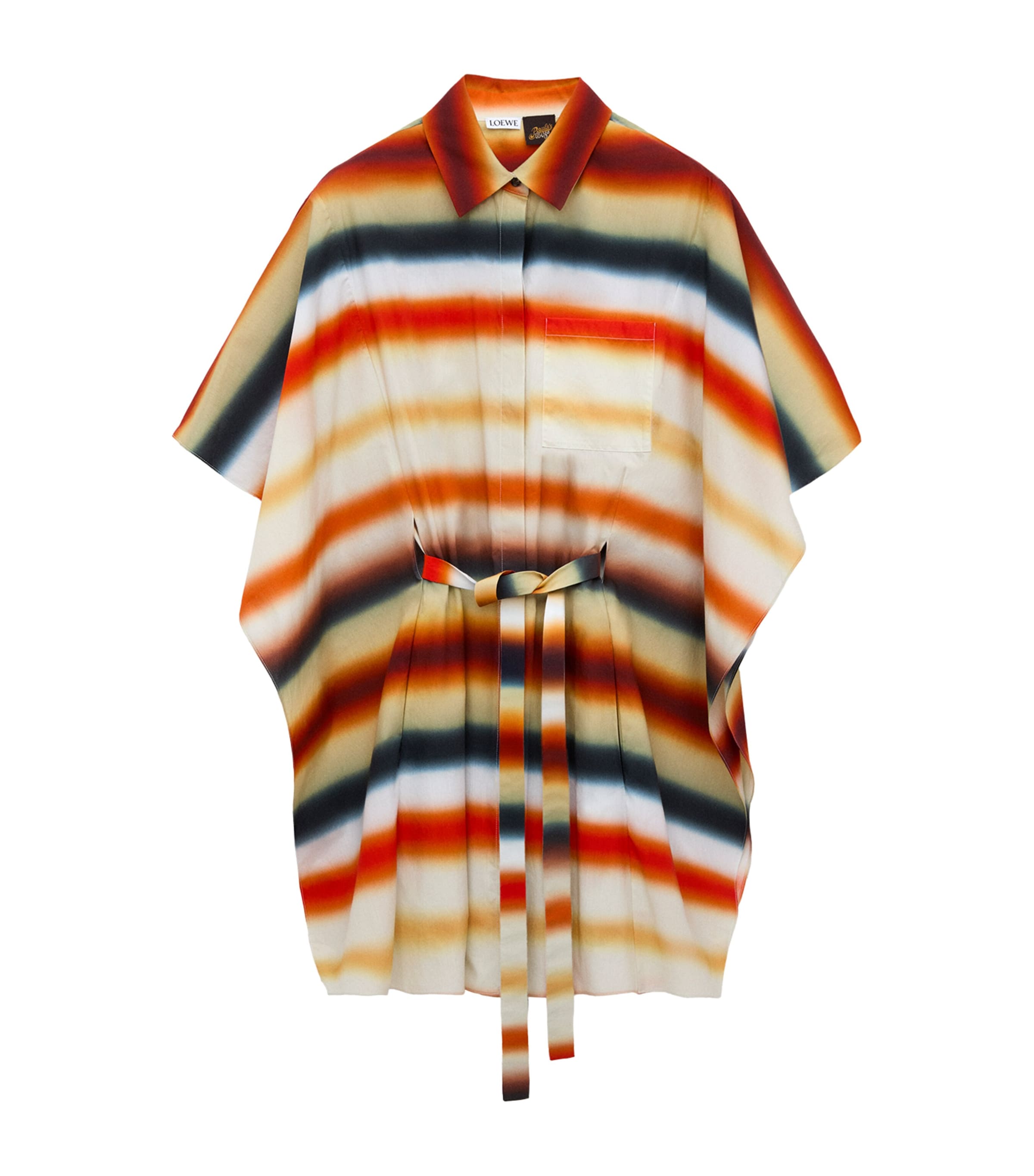 LOEWE Womens x Paula's Ibiza Cotton-Blend Stripe Kaftan Orange/multicolor