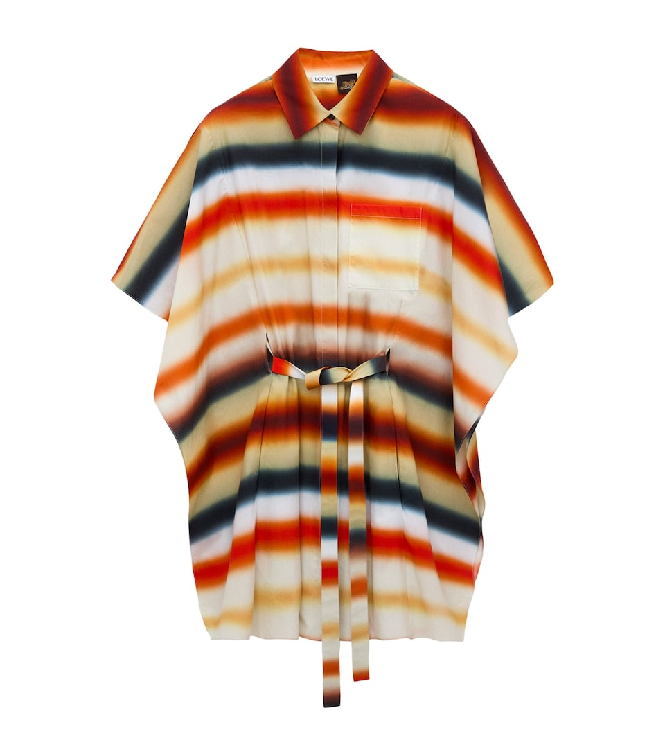 LOEWE Womens x Paula's Ibiza Cotton-Blend Stripe Kaftan Orange/multicolor