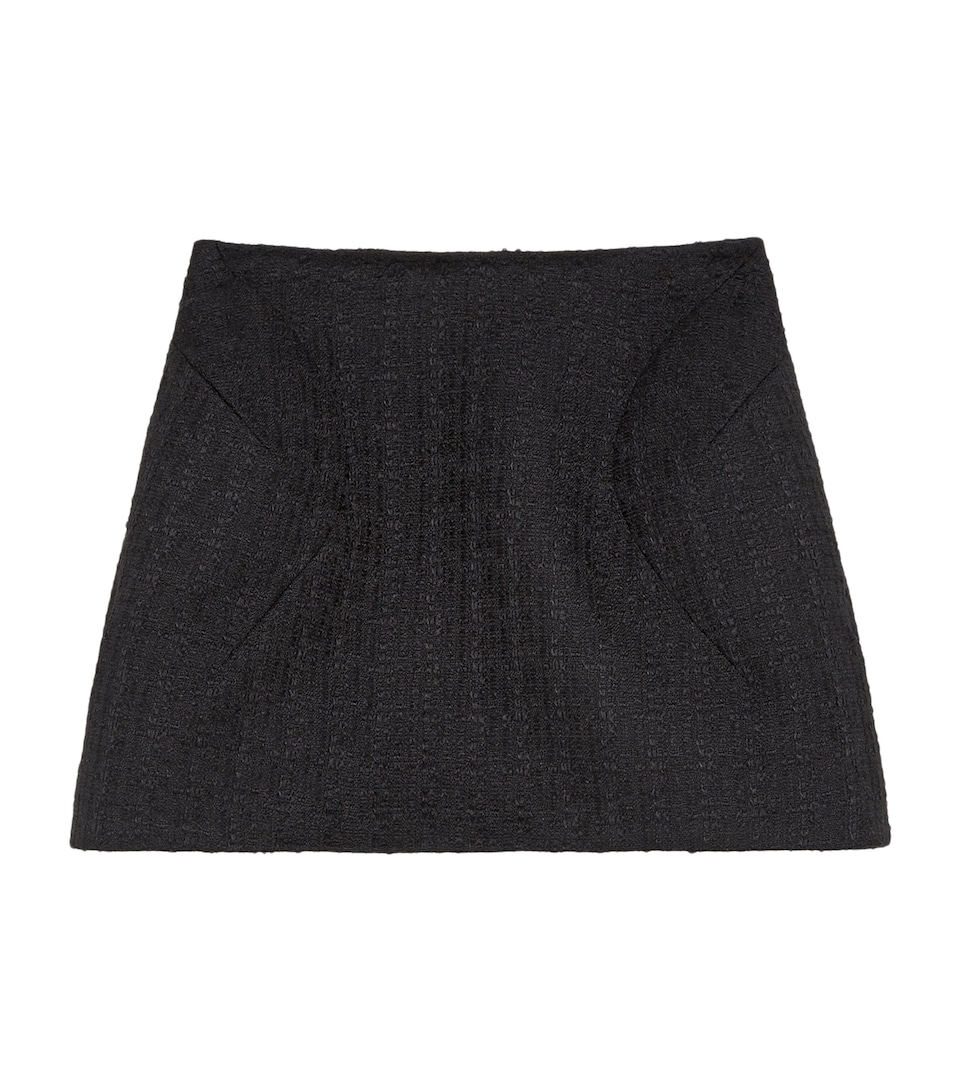 McQueen Womens Wool-Blend Tweed Mini Skirt