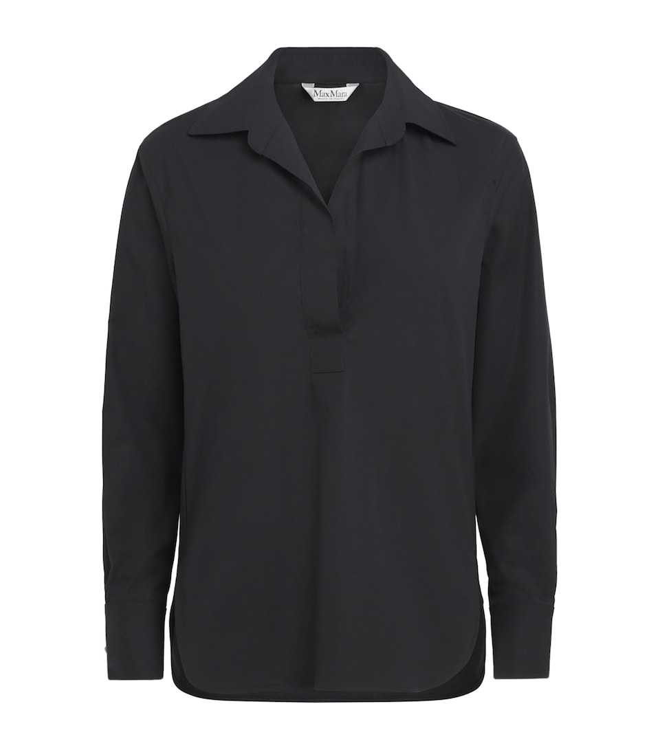 Max Mara Womens Stretch-Cotton Polo Shirt Black