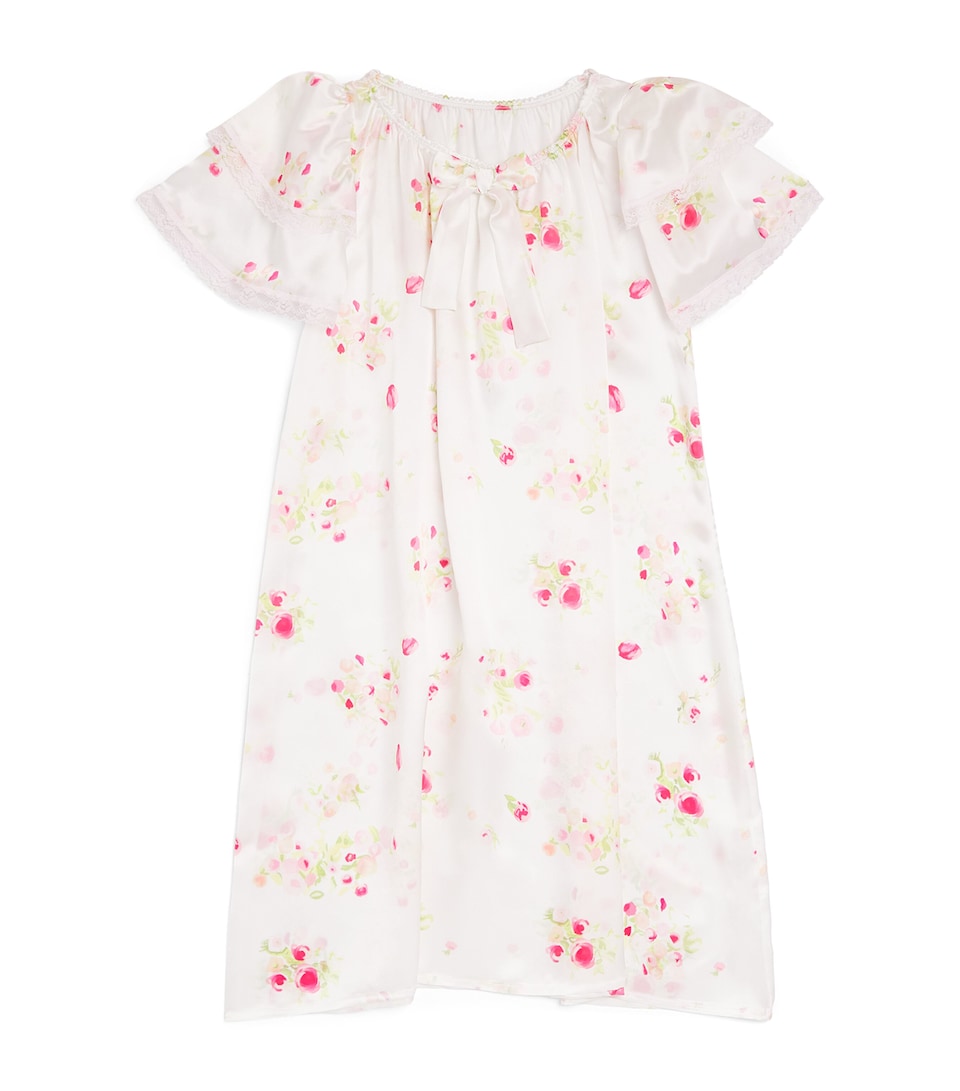 Amiki Silk Agnes Nightgown (2-14 Years) Pink Flowers