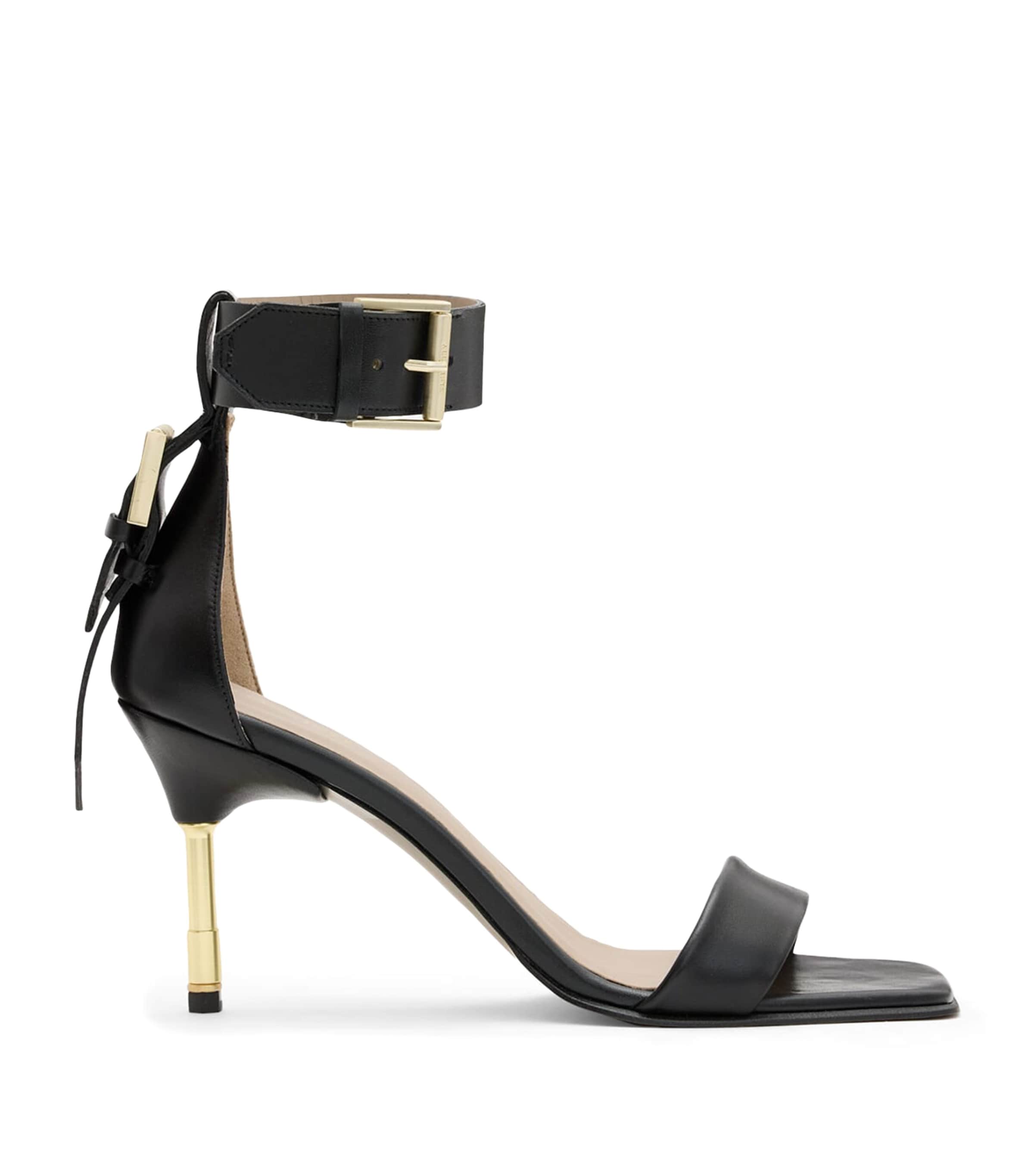 AllSaints Leather Buckled Noir Sandals 80 Black