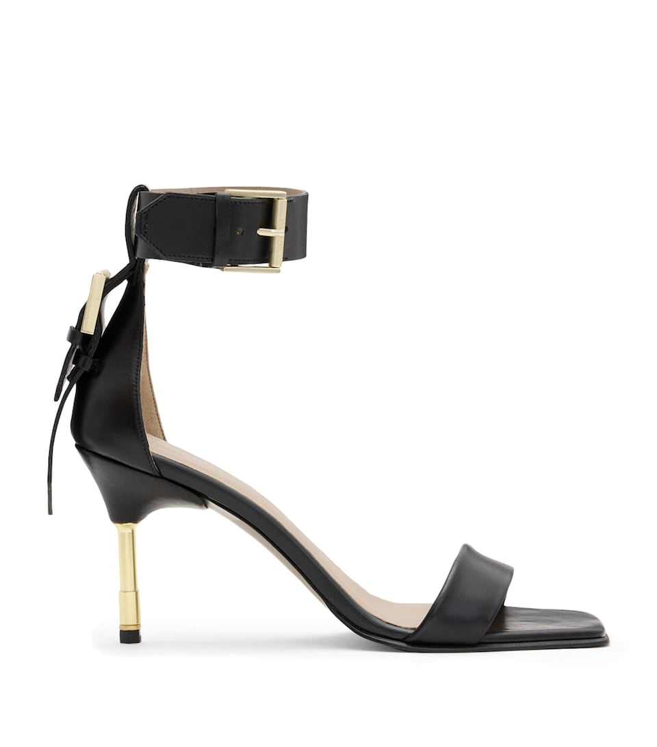 AllSaints Leather Buckled Noir Sandals 80 Black