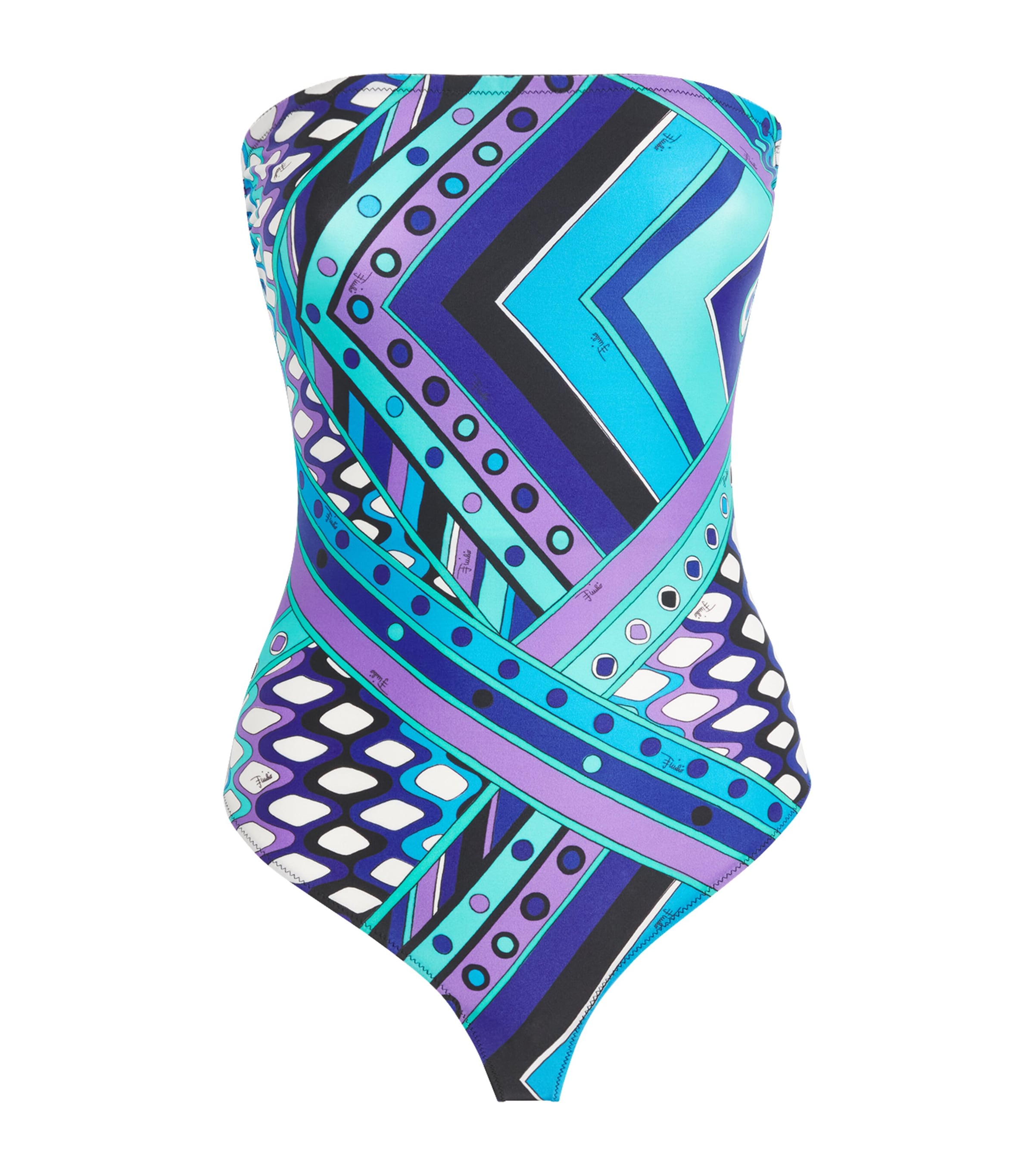 PUCCI Womens Strapless Vivara Swimsuit Turquoise