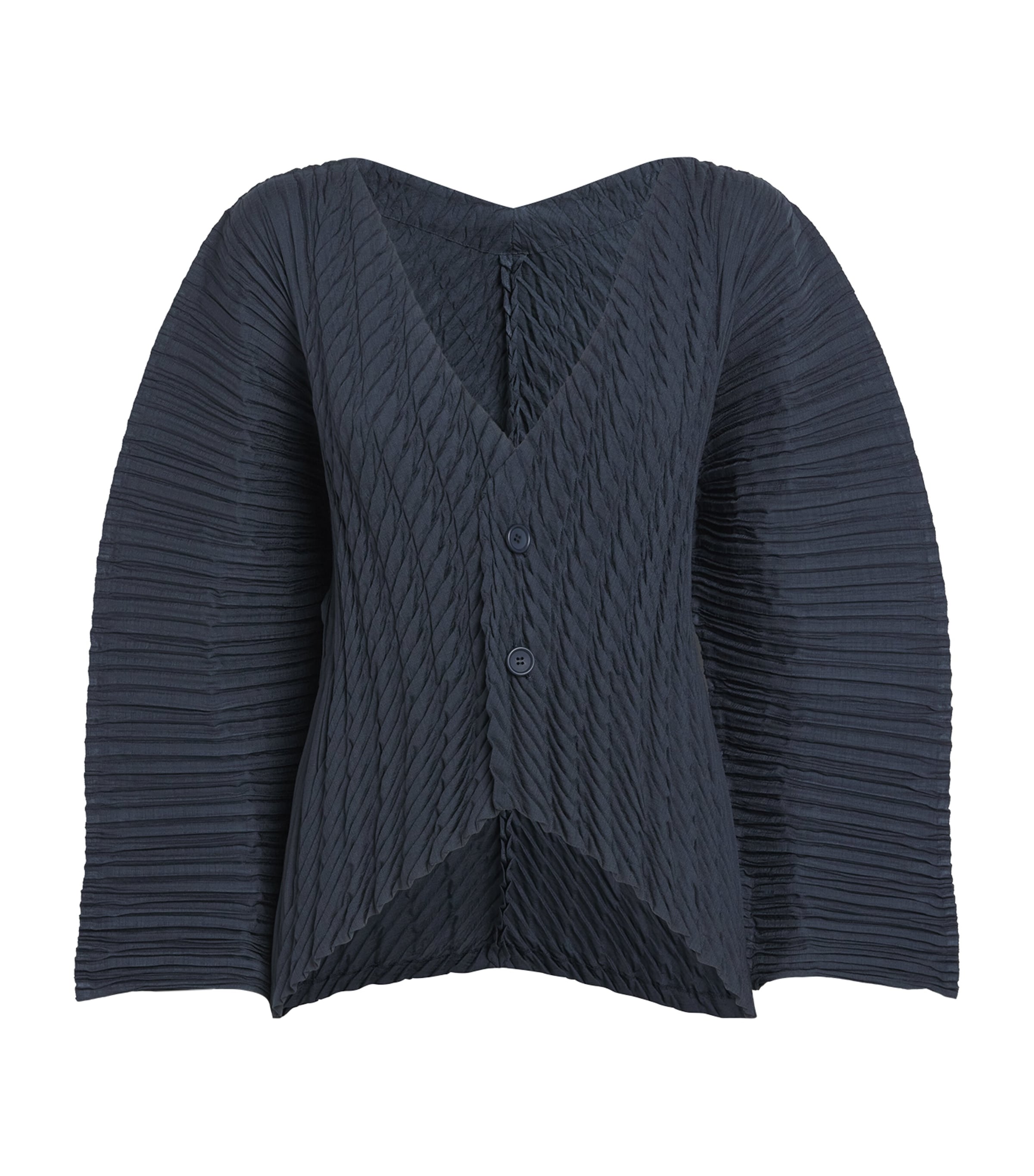 Issey Miyake Womens Unfurling Pleats Cardigan Dark Navy