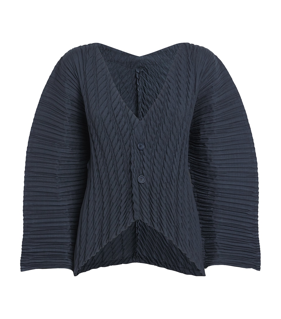 Issey Miyake Womens Unfurling Pleats Cardigan Dark Navy