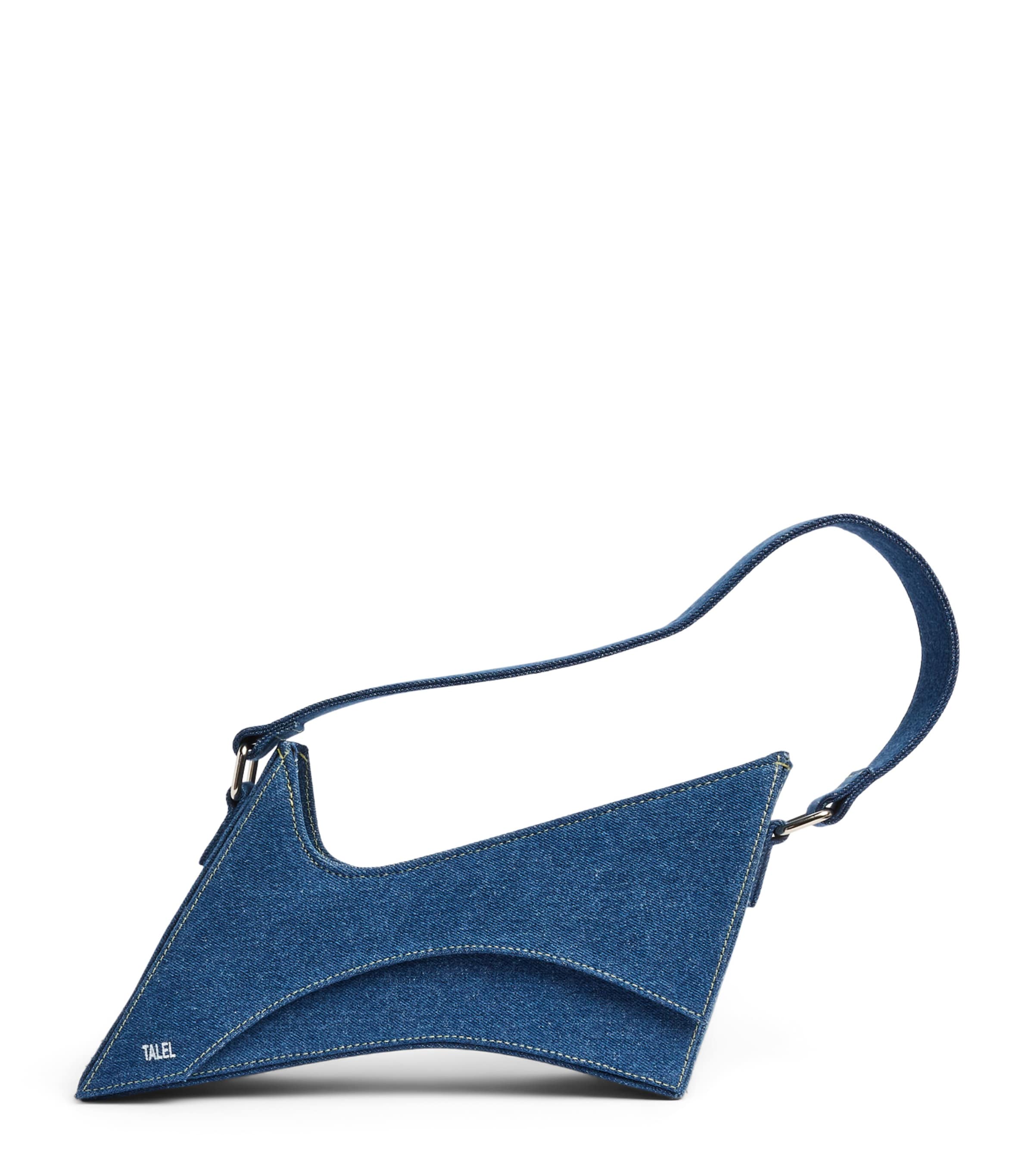 Talel Paris Denim Wave Shoulder Bag Blue Denim