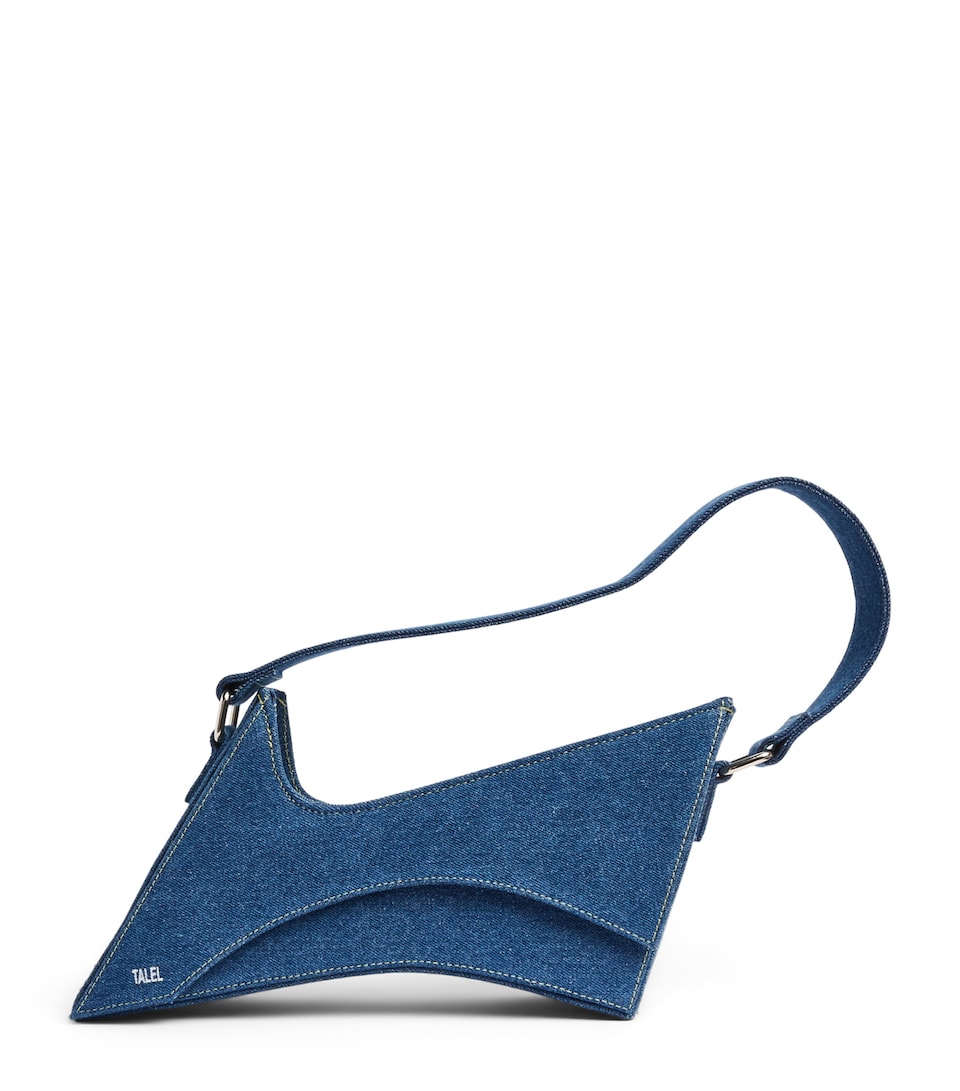 Talel Paris Denim Wave Shoulder Bag Blue Denim