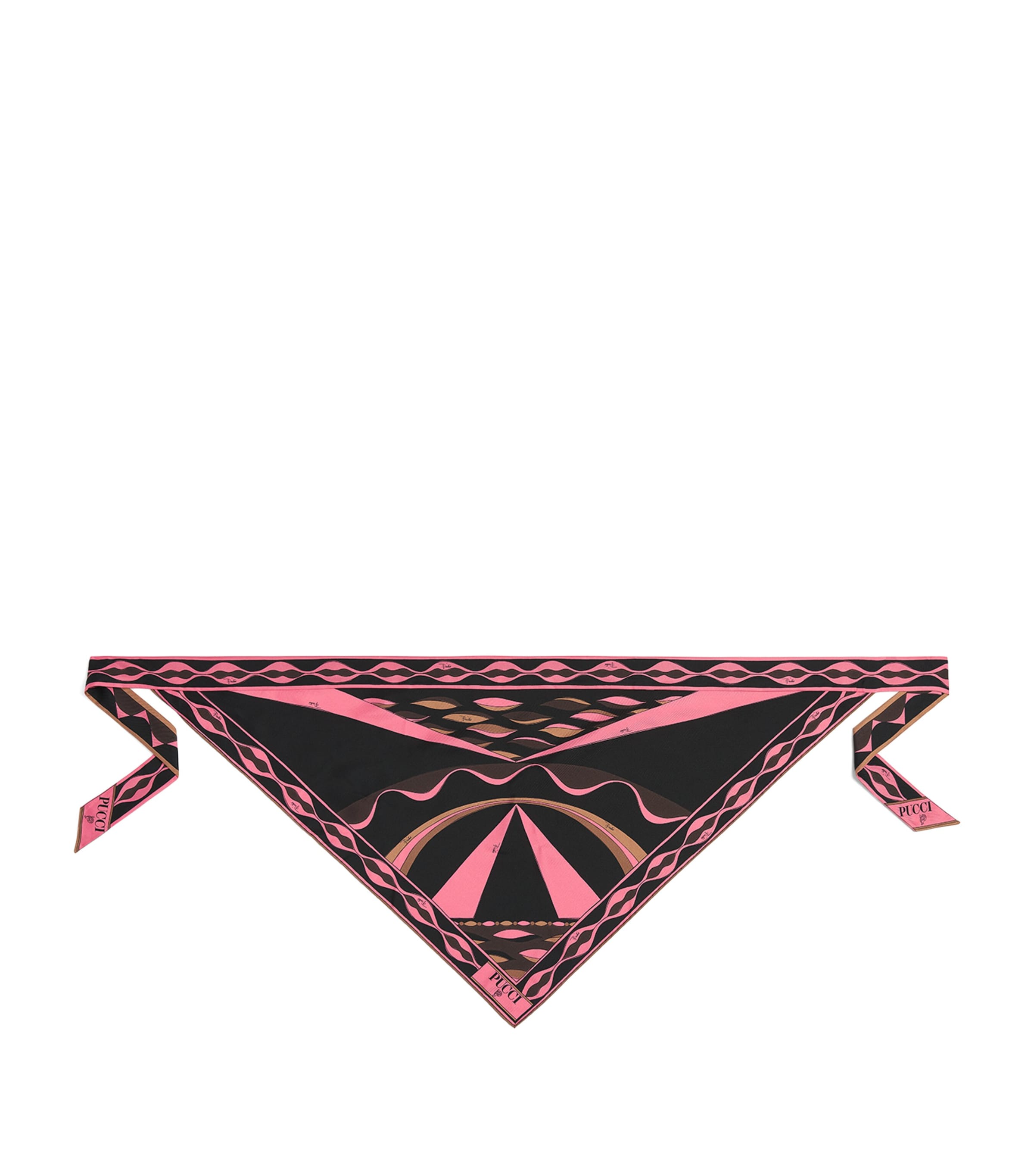 PUCCI Silk Triangle Bandeau Scarf Brown Coral
