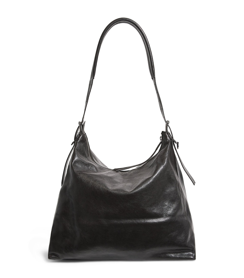 Lemaire Calfskin Belted Tote Bag Dark Chocolate