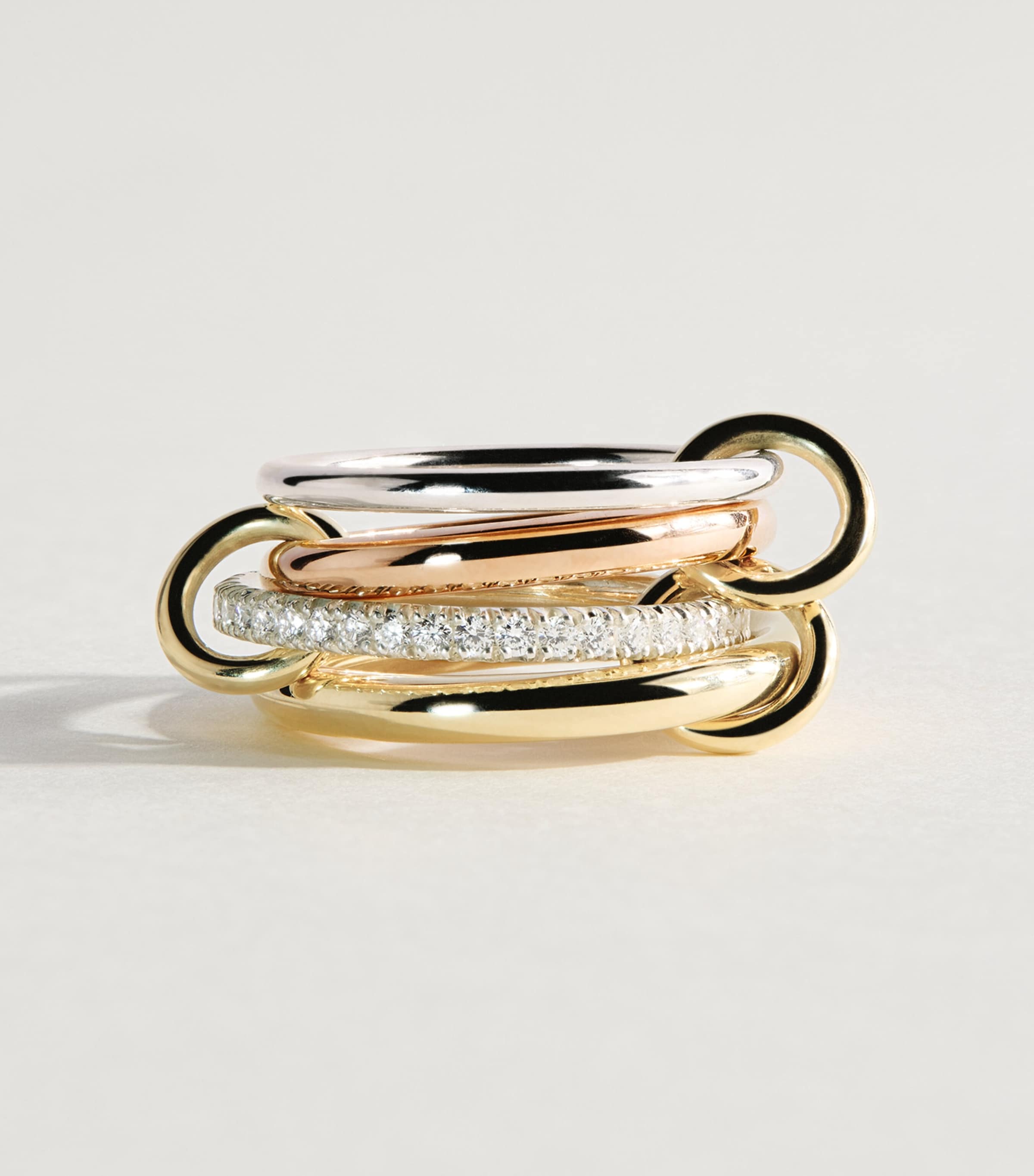 Spinelli Kilcollin Sterling Silver, Mixed Gold and Diamond Cancer Ring Ster Silv, Rg And Yg