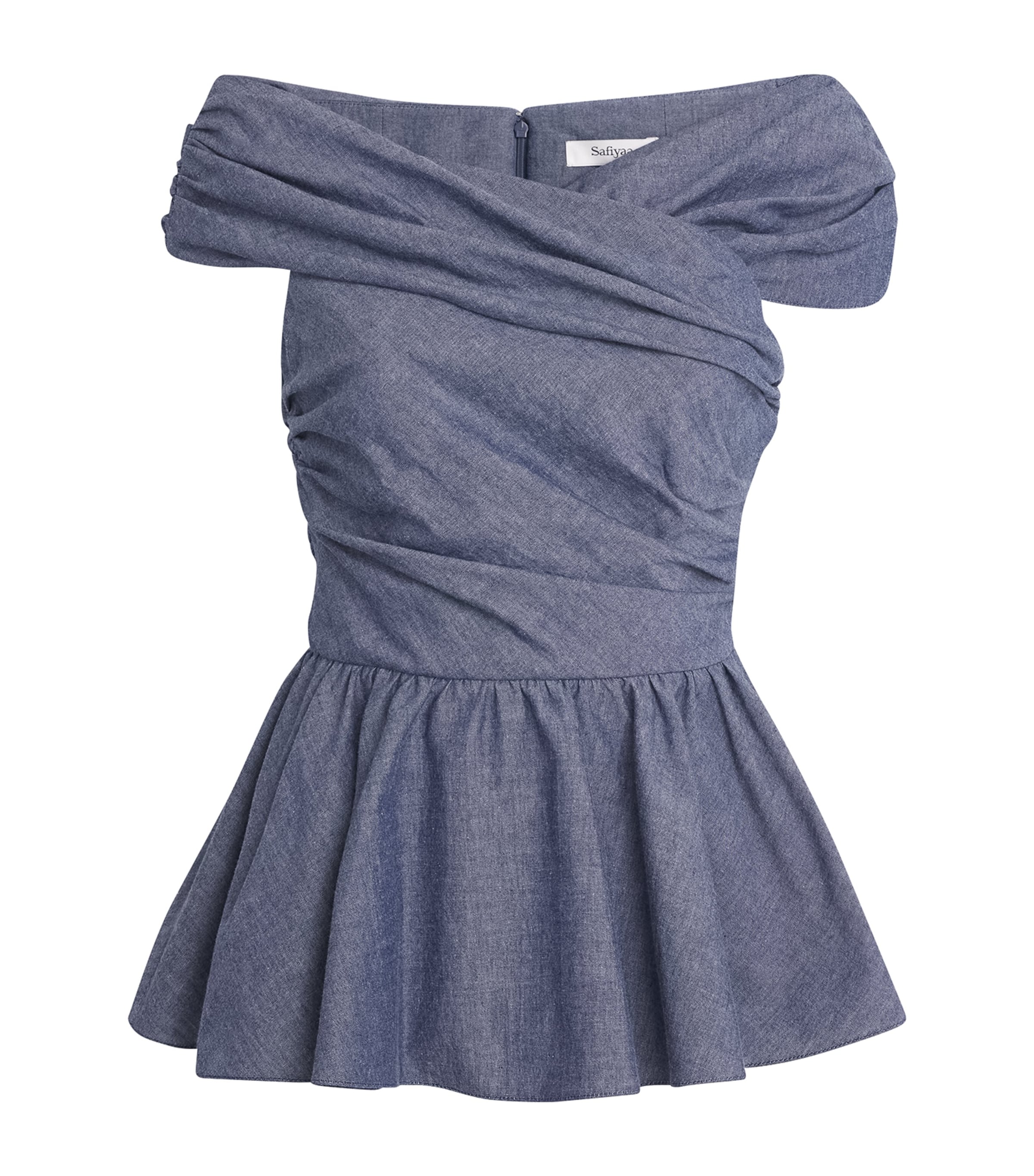 Safiyaa Womens Chambray Melanie Blouse Blue Blend