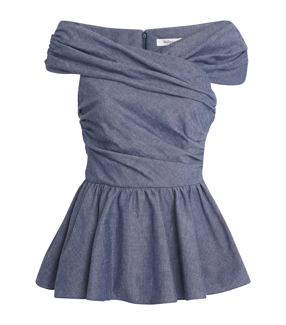 Safiyaa Womens Chambray Melanie Blouse Blue Blend