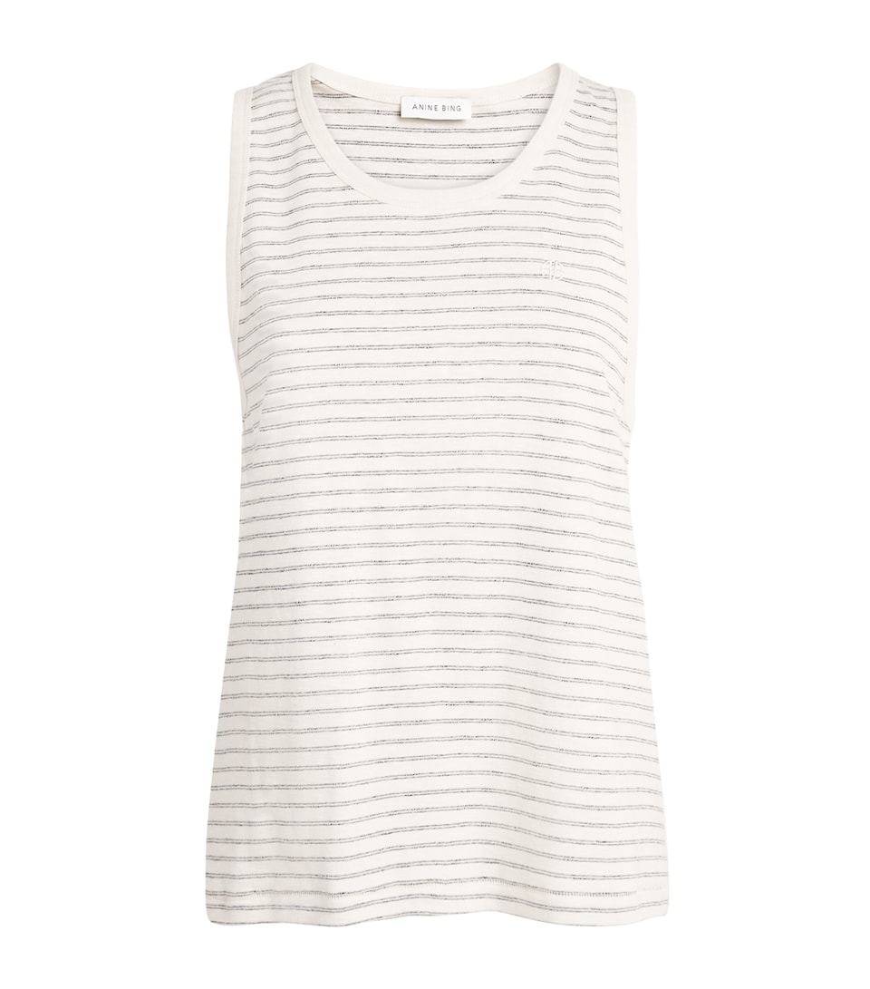 ANINE BING Womens Stripe Juliann Tank Top
