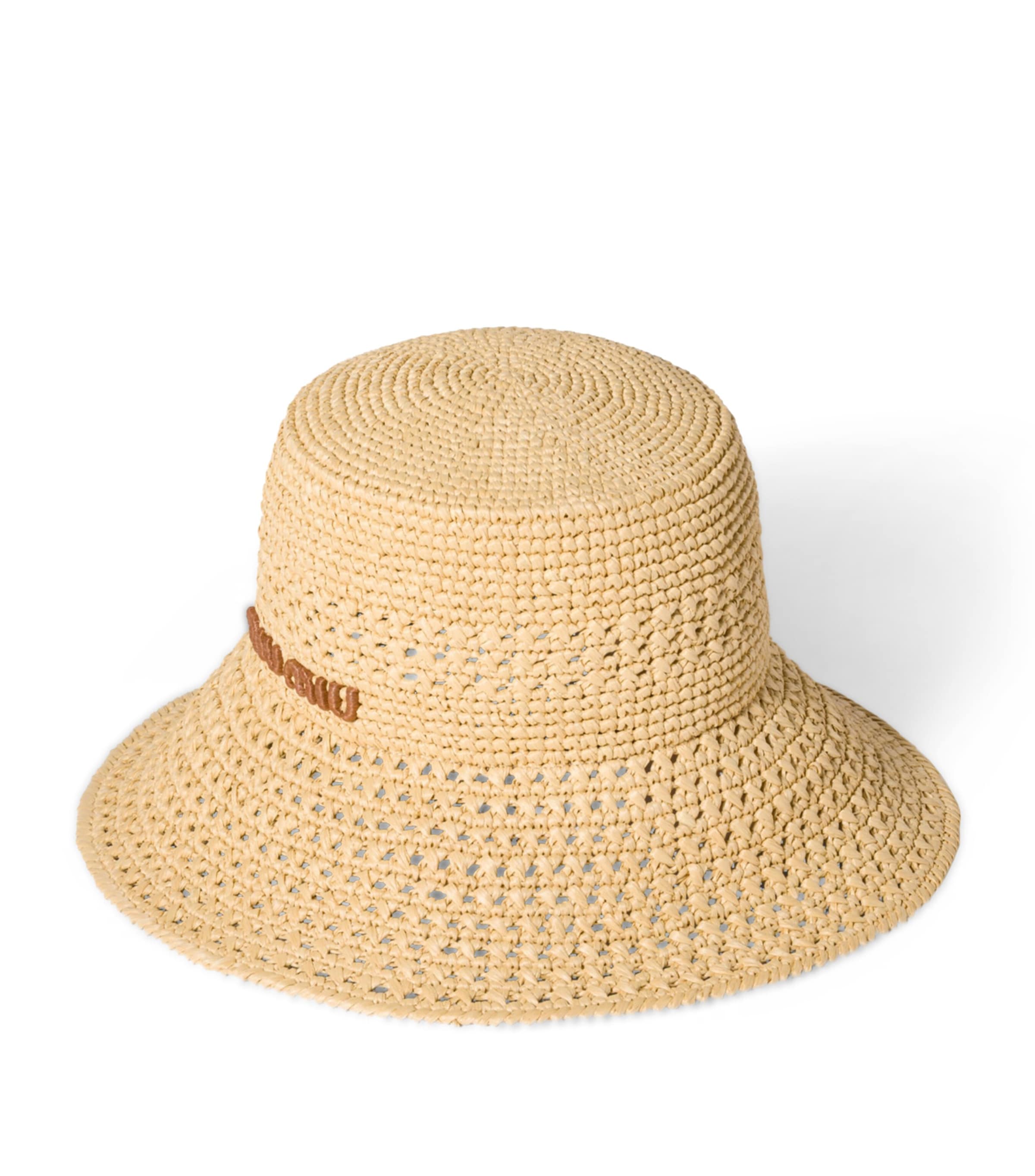 Miu Miu Woven Logo Bucket Hat Neutral