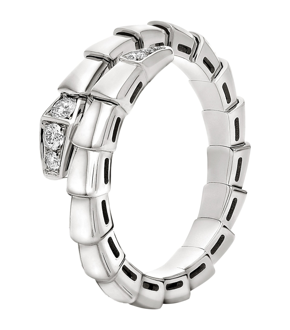 Bvlgari White Gold and Diamond Serpenti Viper Ring White Gold