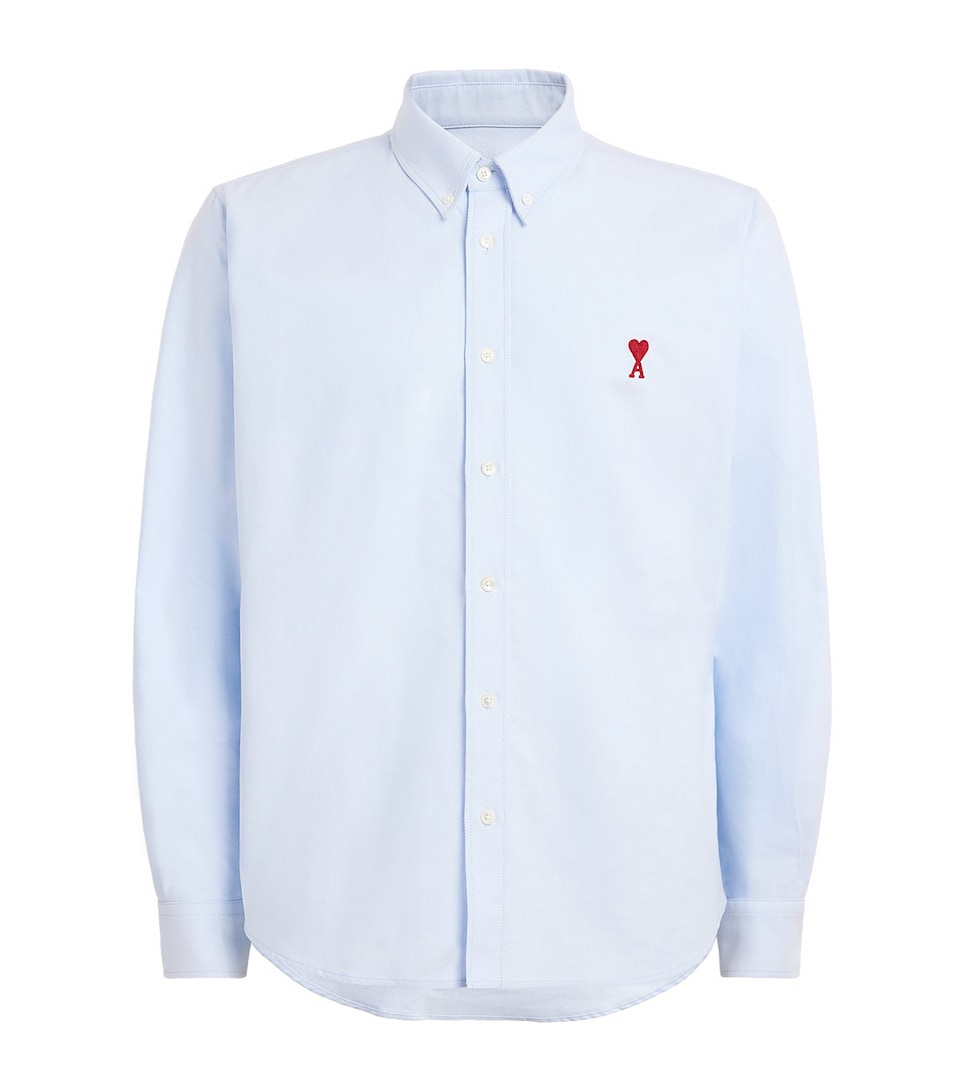 AMI Paris Mens Cotton Ami de Coeur Shirt Bleu