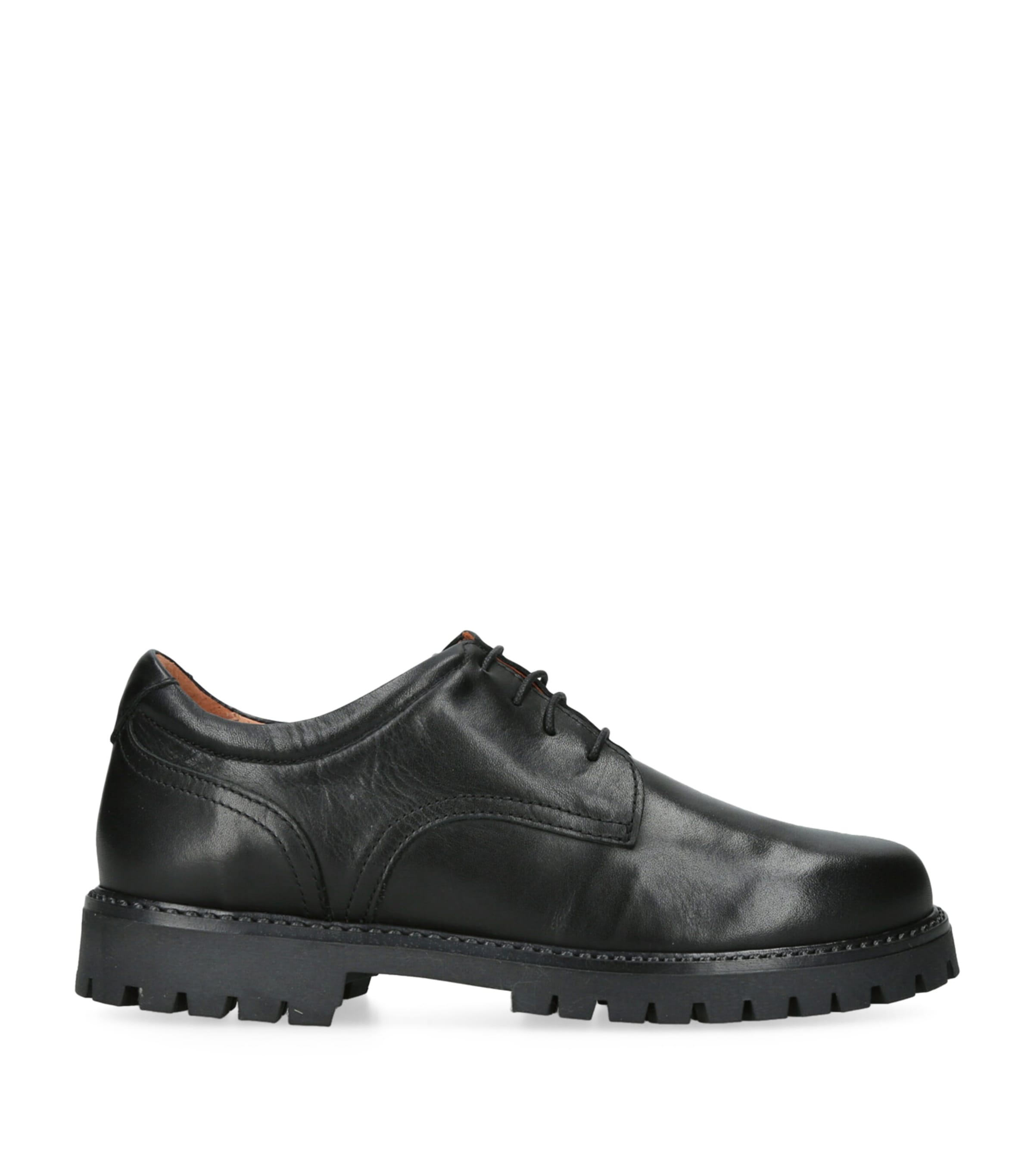 papouelli Leather Harry School Shoes Black