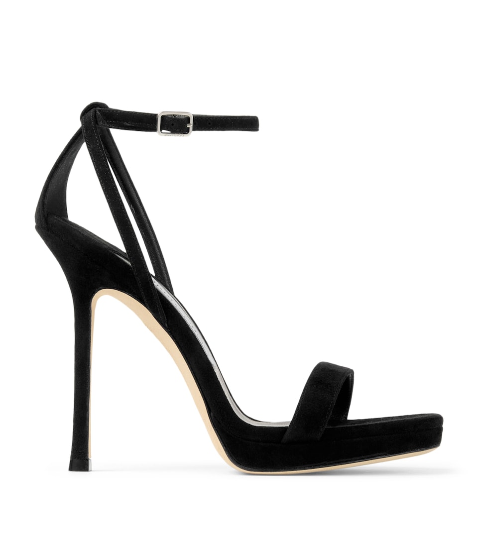 Jimmy Choo Mozapf 120 Suede Heeled Sandals Black