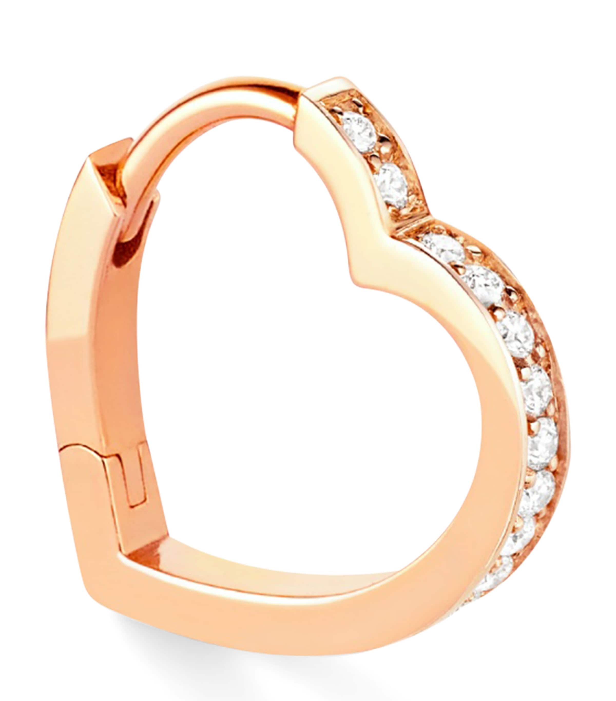 Repossi Rose Gold and Diamond Antifer Single Huggie Earring Pink Gold