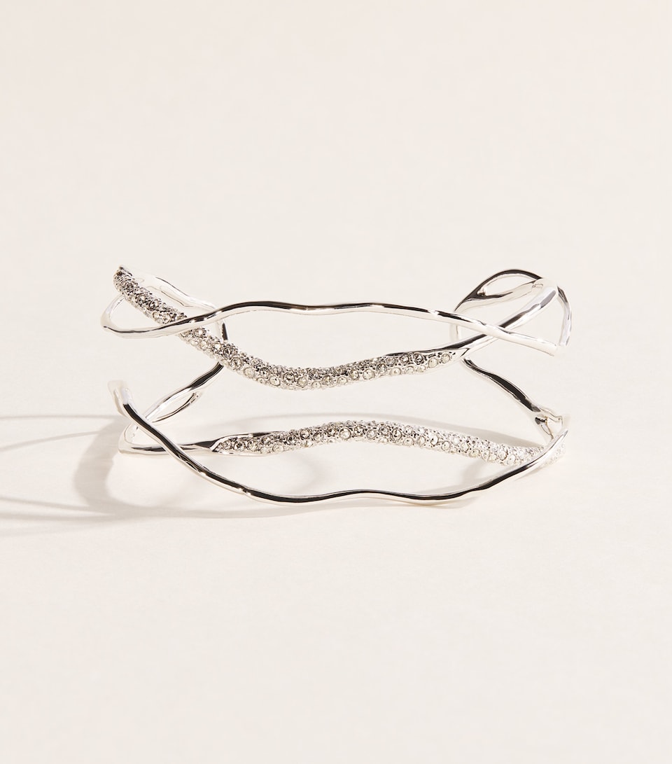Alexis Bittar Solanales Intertwined Cuff Bracelet Crystals Silver