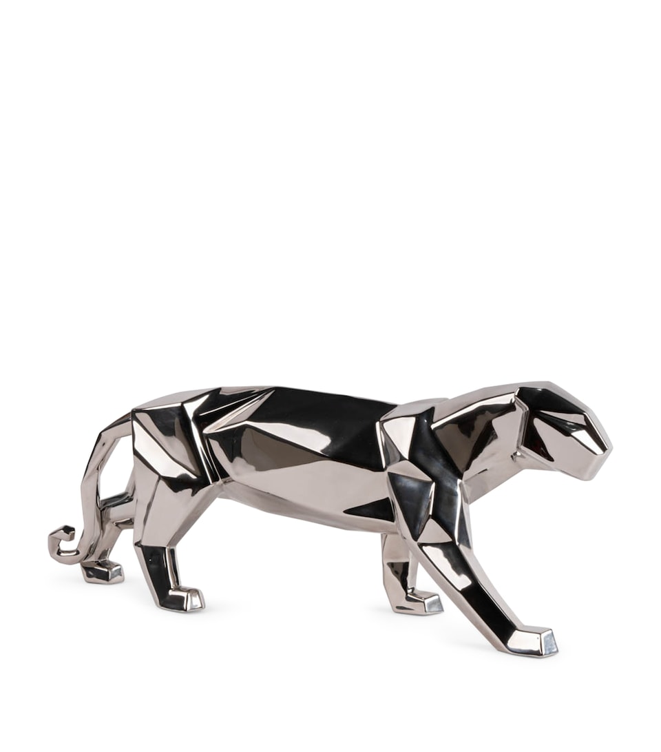 Lladró Porcelain Panther Figurine Silver